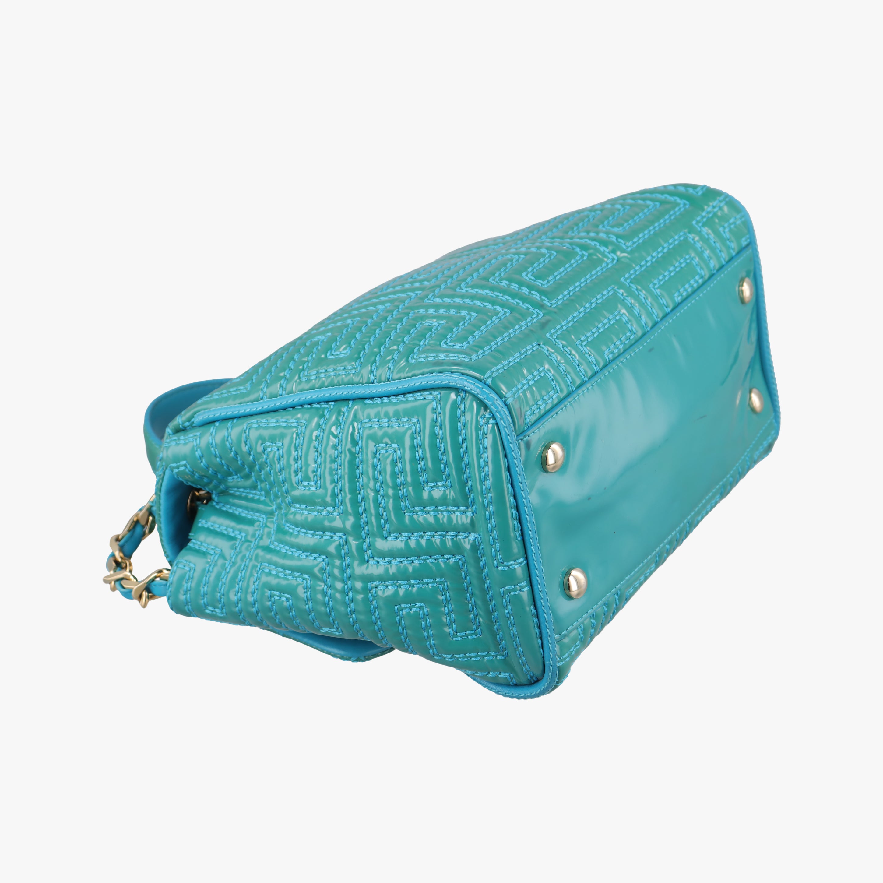Pre-owned VERSACE Couture Green Patent  shoulderbag | stylenewstar