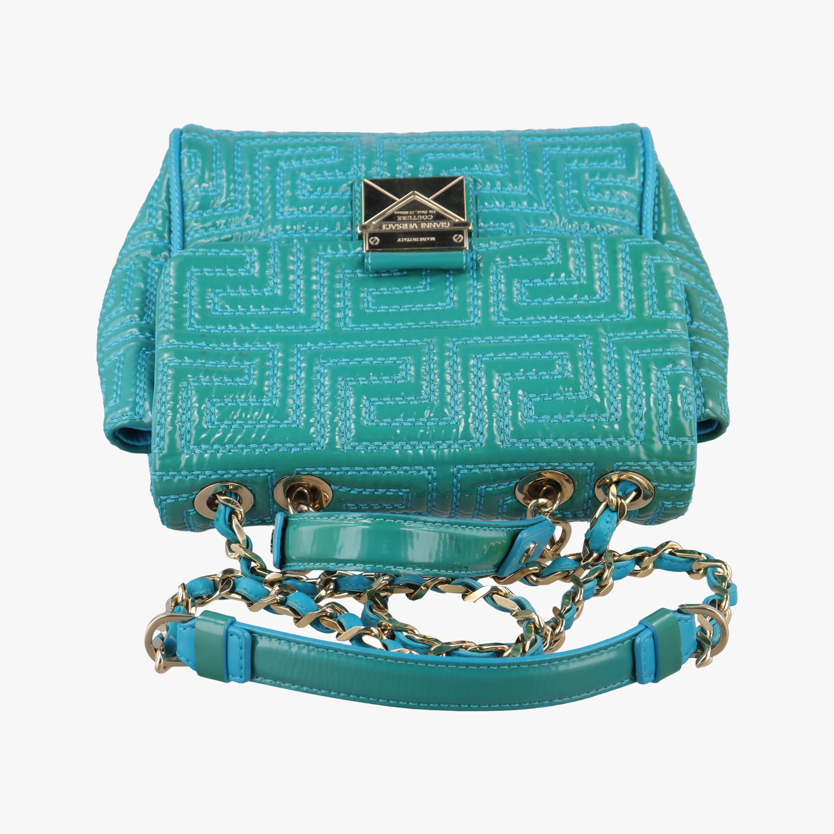 Pre-owned VERSACE Couture Green Patent  shoulderbag | stylenewstar