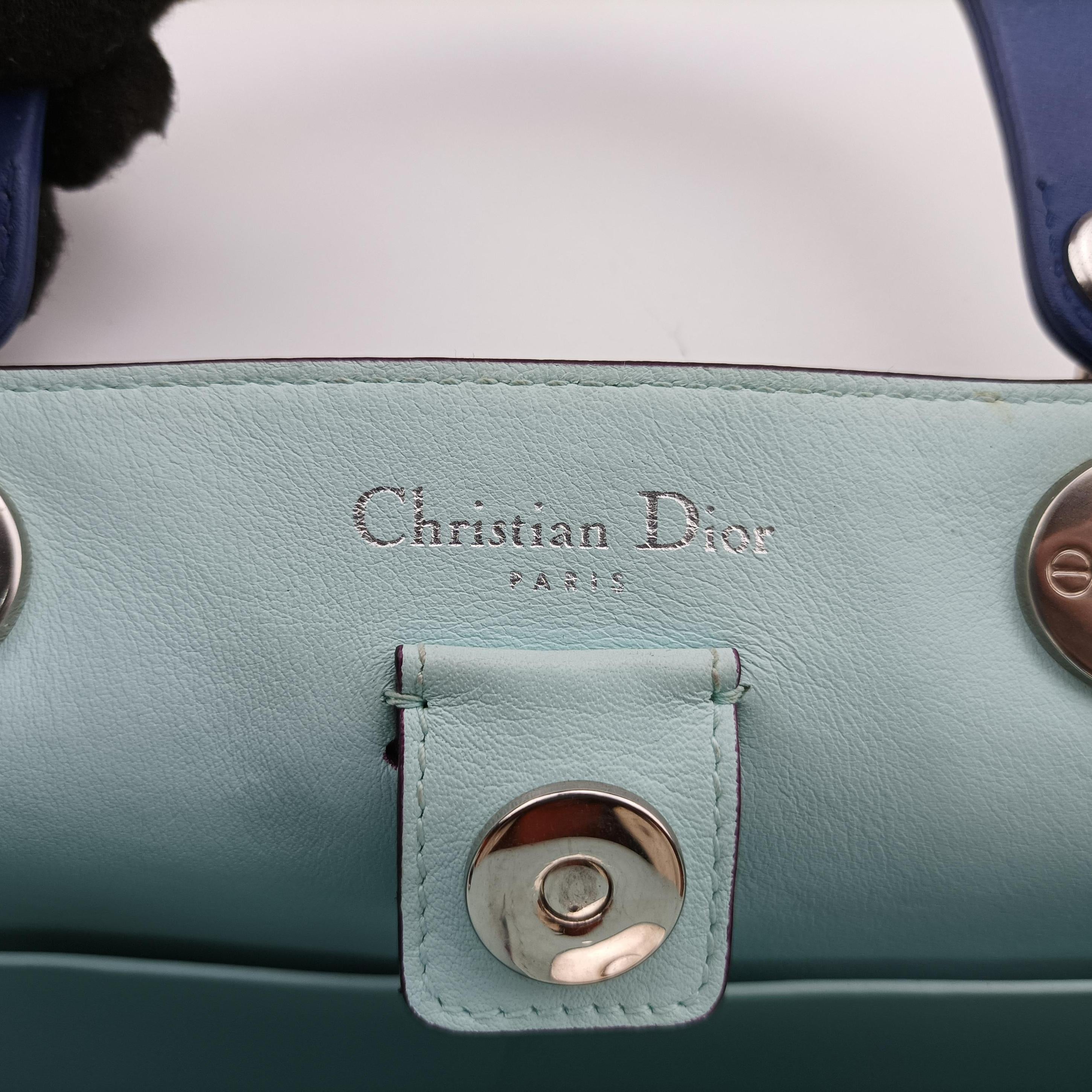 Pre-owned Christian Dior Diorissimo Blue Leather  shoulderbag | stylenewstar