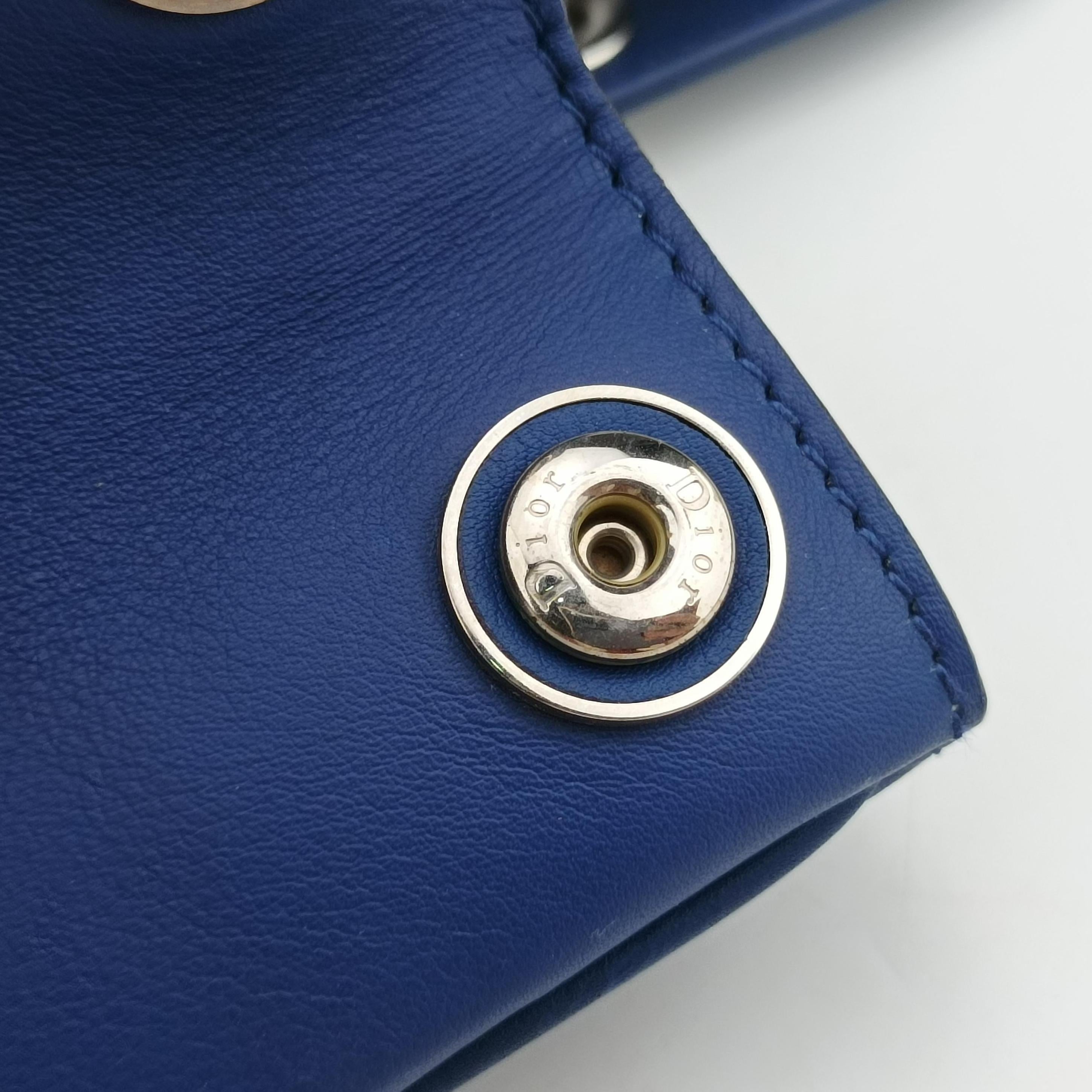 Pre-owned Christian Dior Diorissimo Blue Leather  shoulderbag | stylenewstar