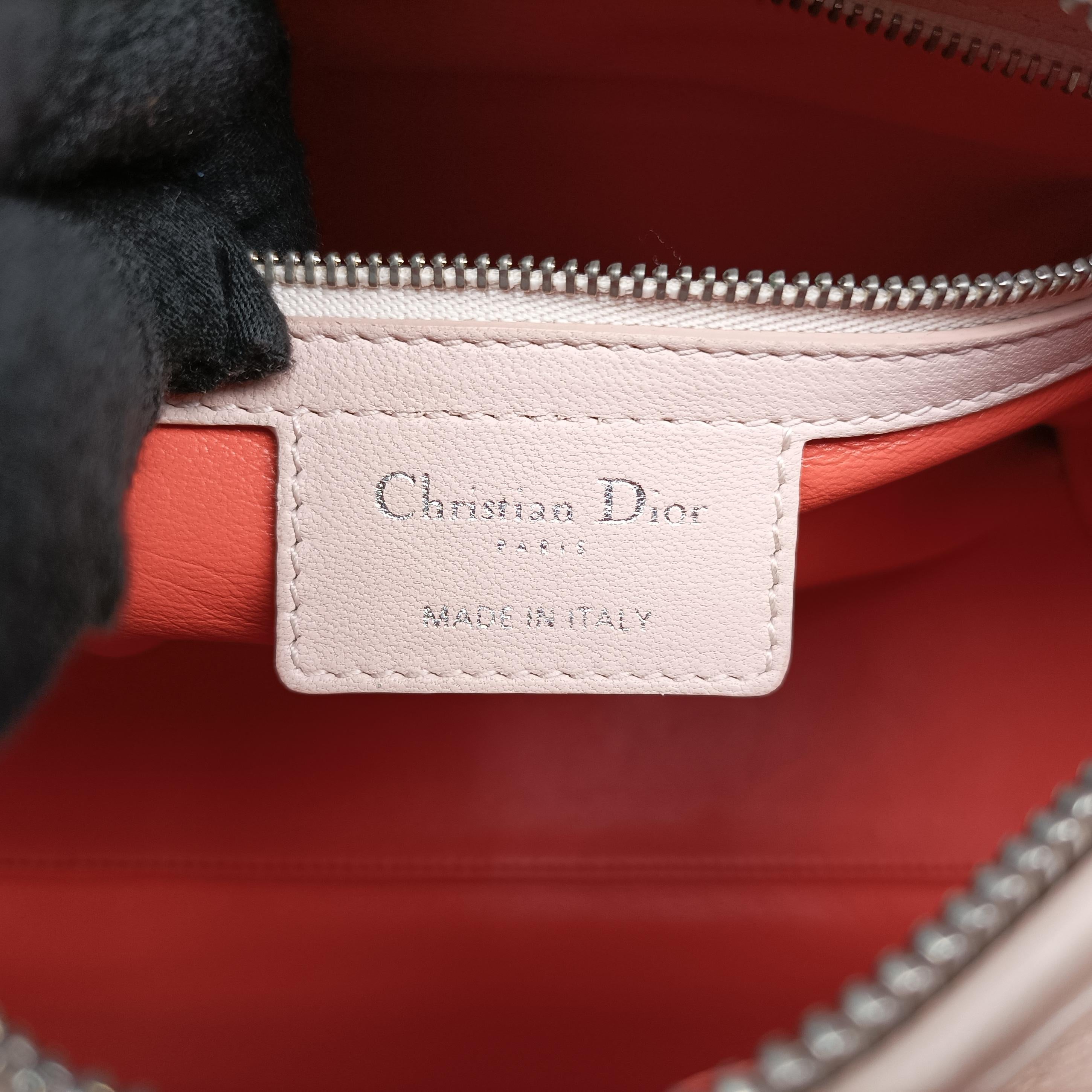 Pre-owned Christian Dior Lady Dior orange×beige lambskin  shoulderbag | stylenewstar