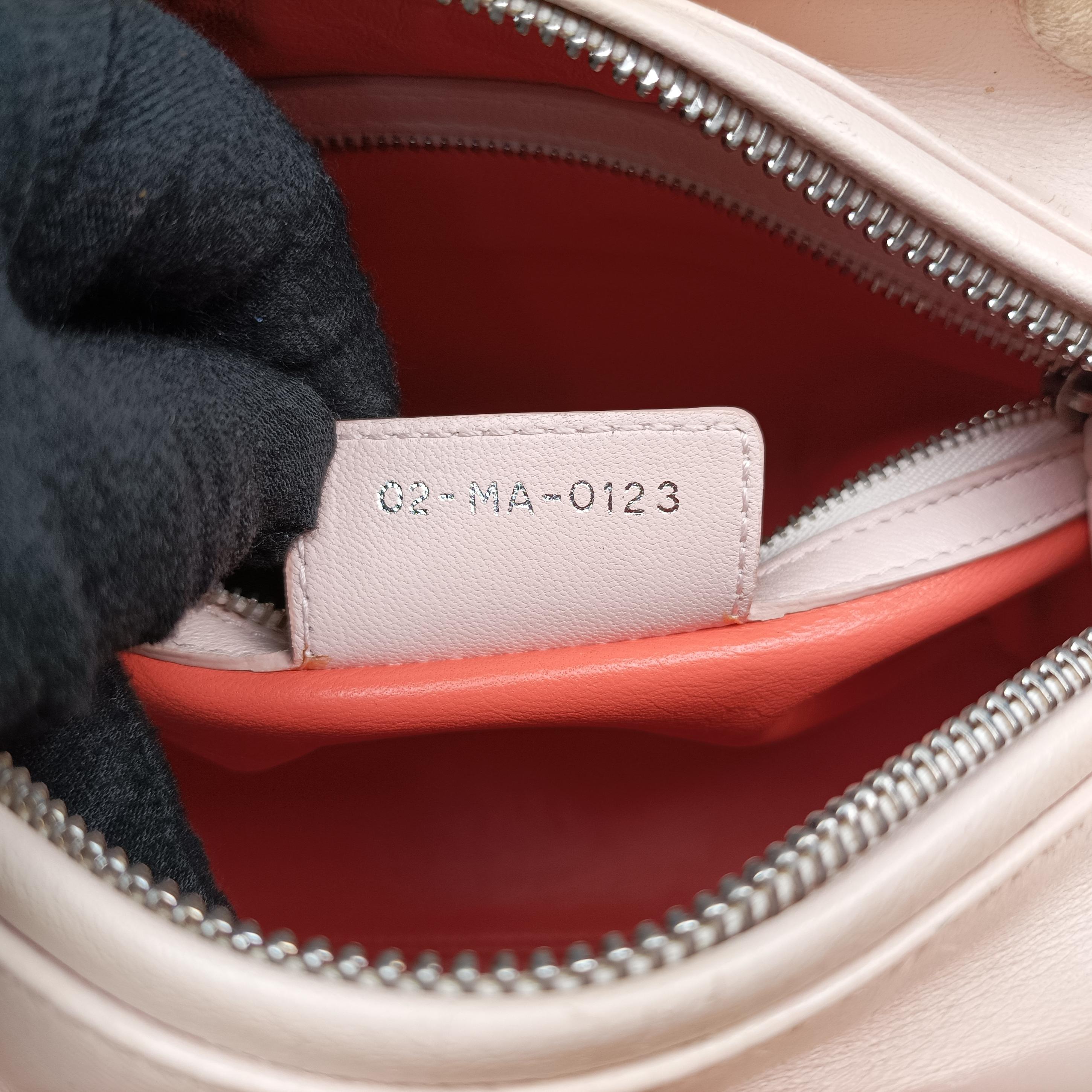 Pre-owned Christian Dior Lady Dior orange×beige lambskin  shoulderbag | stylenewstar