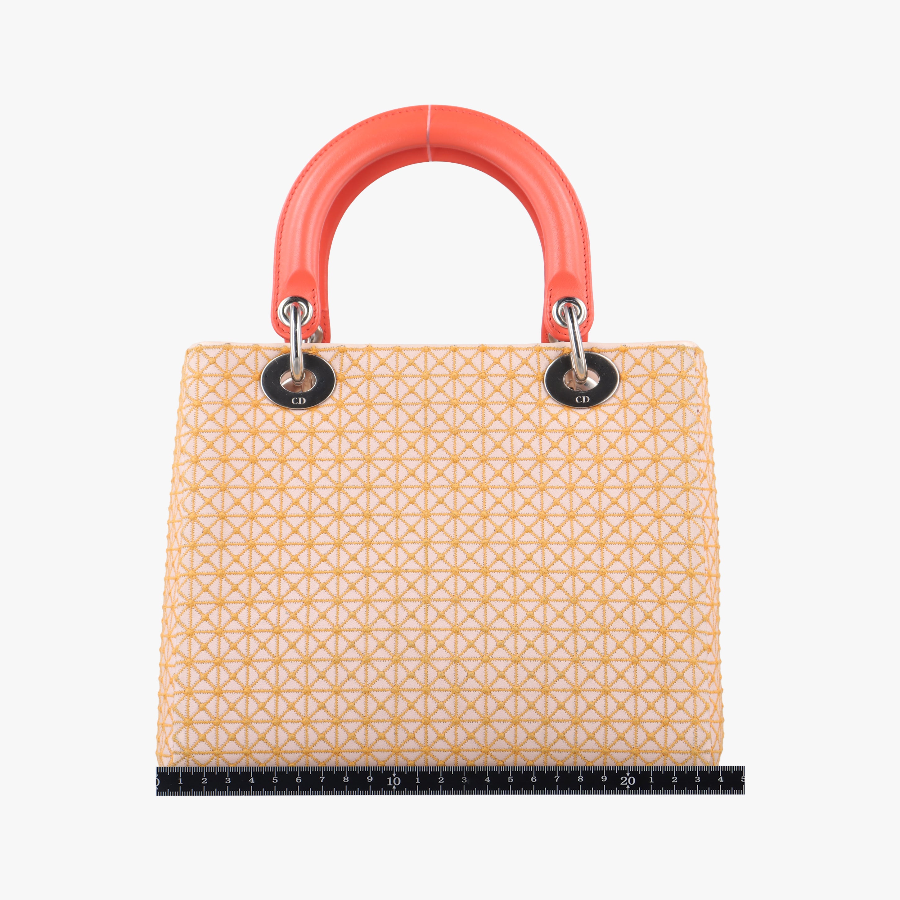 Pre-owned Christian Dior Lady Dior orange×beige lambskin  shoulderbag | stylenewstar