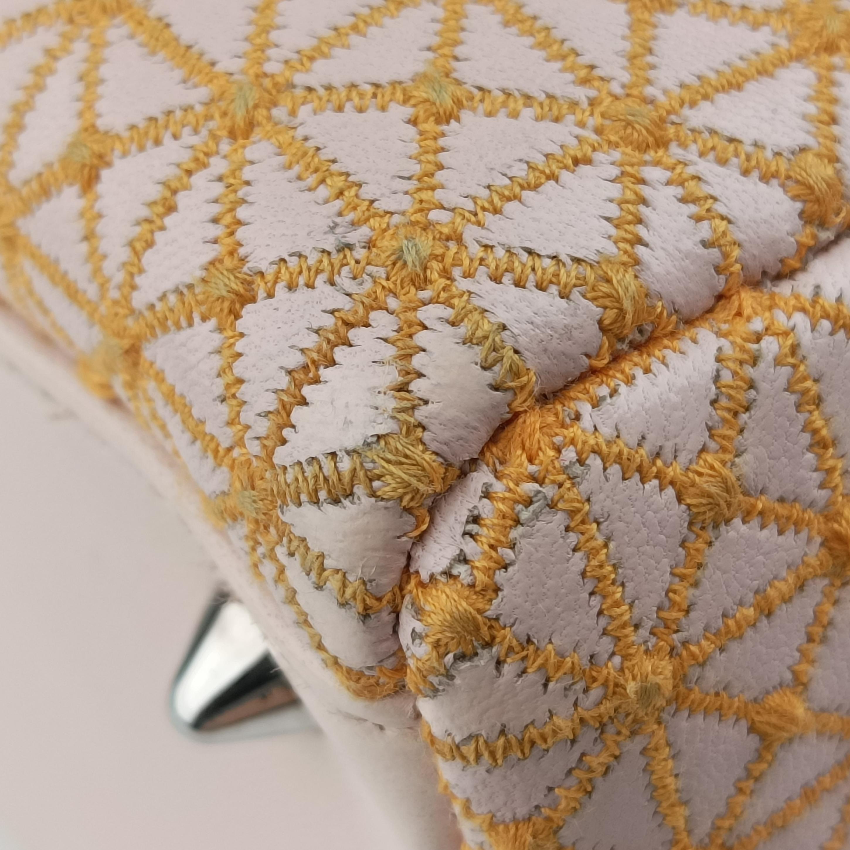 Pre-owned Christian Dior Lady Dior orange×beige lambskin  shoulderbag | stylenewstar