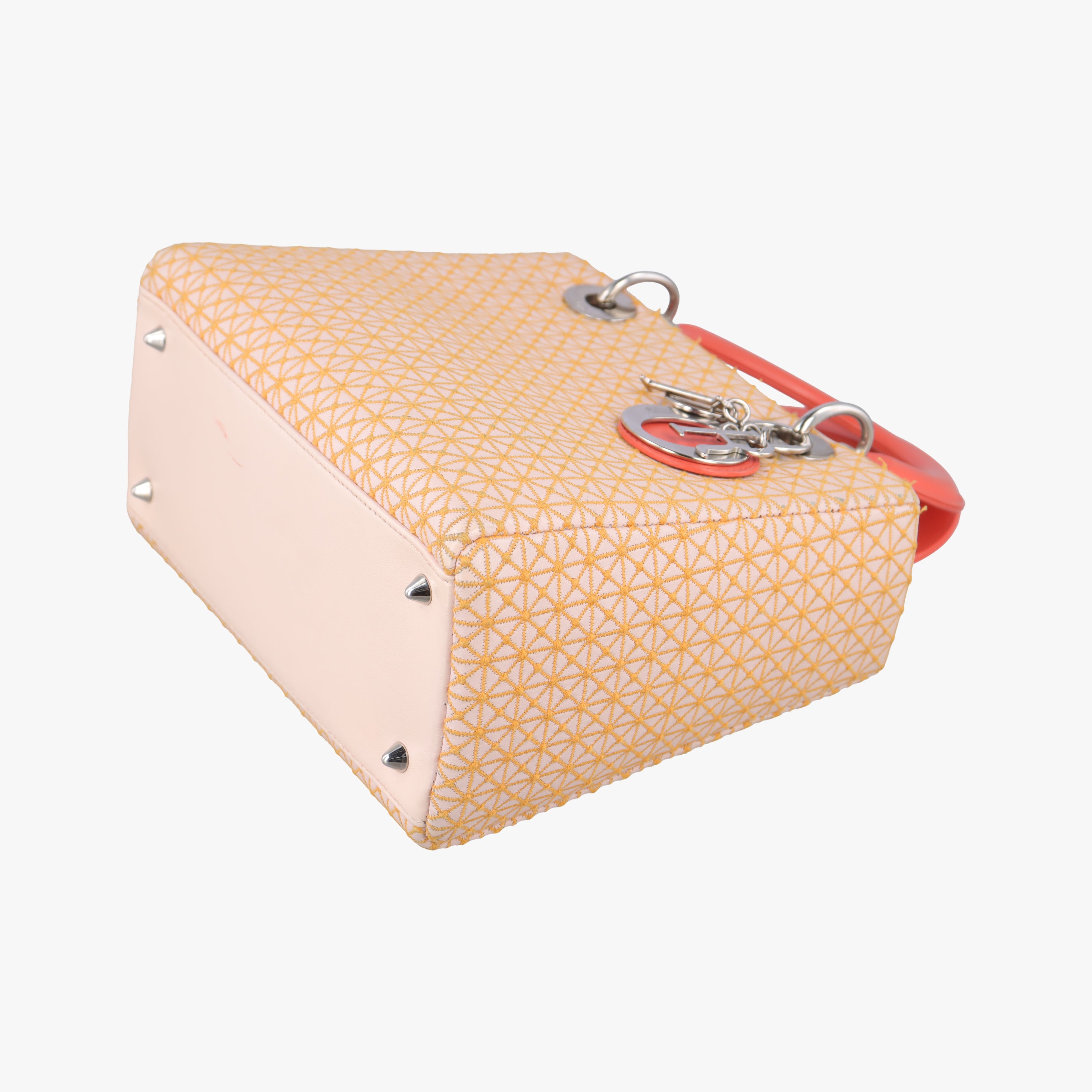 Pre-owned Christian Dior Lady Dior orange×beige lambskin  shoulderbag | stylenewstar
