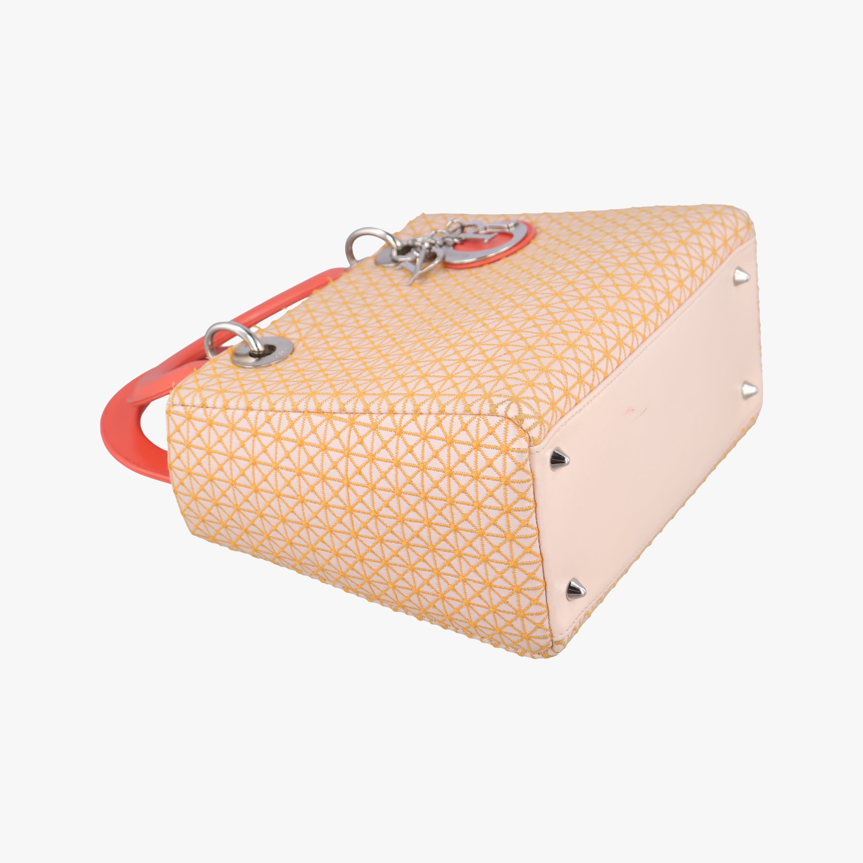 Pre-owned Christian Dior Lady Dior orange×beige lambskin  shoulderbag | stylenewstar
