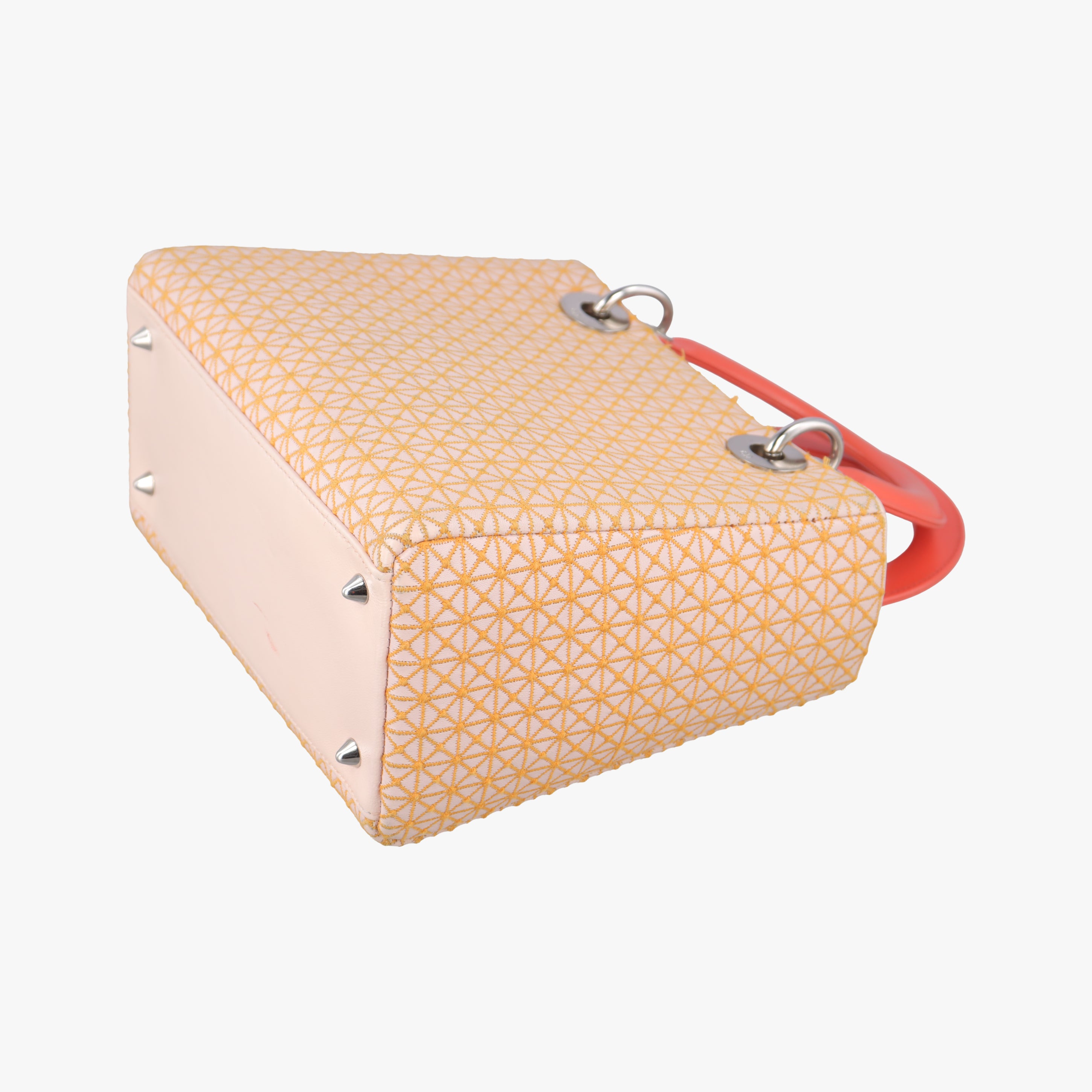 Pre-owned Christian Dior Lady Dior orange×beige lambskin  shoulderbag | stylenewstar