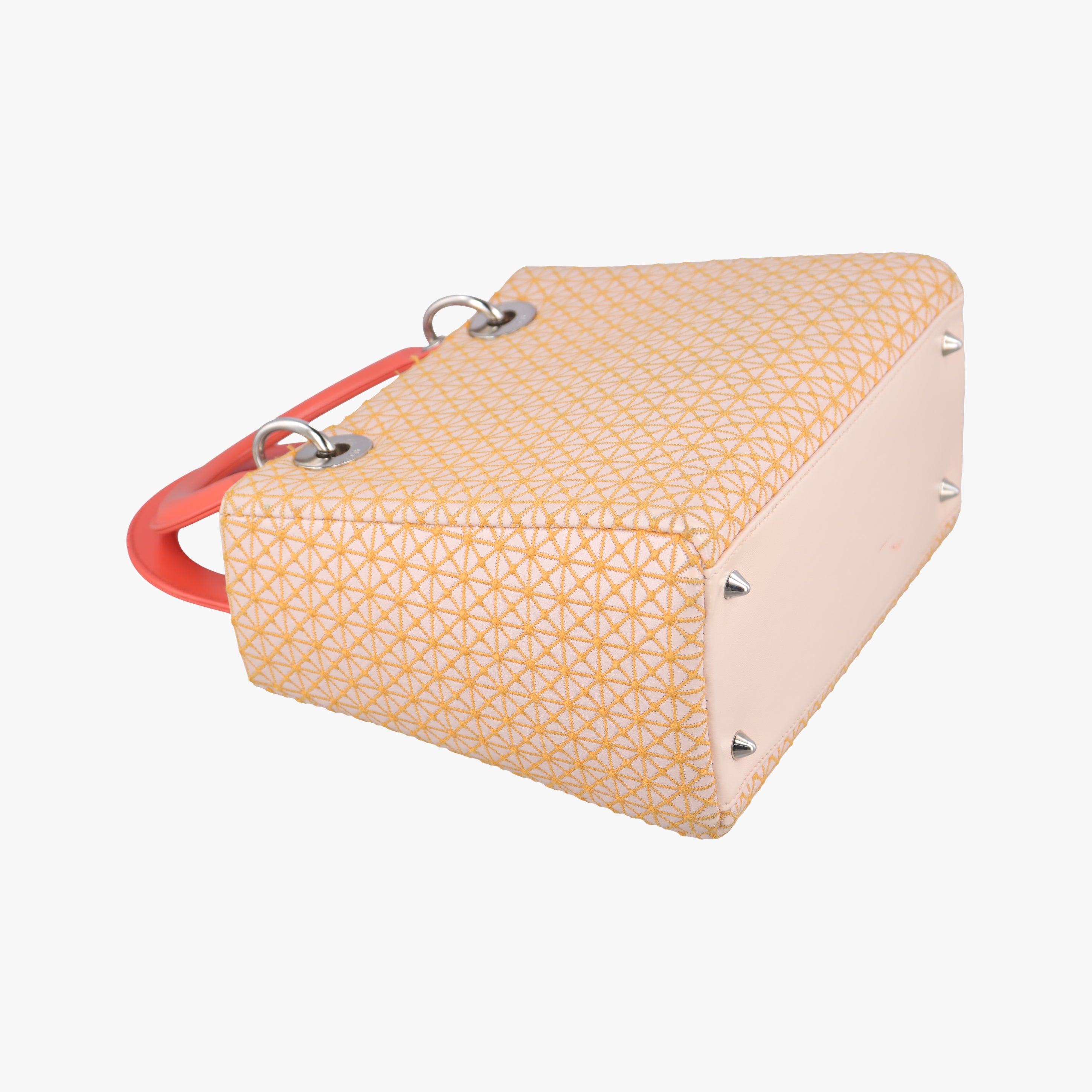 Pre-owned Christian Dior Lady Dior orange×beige lambskin  shoulderbag | stylenewstar