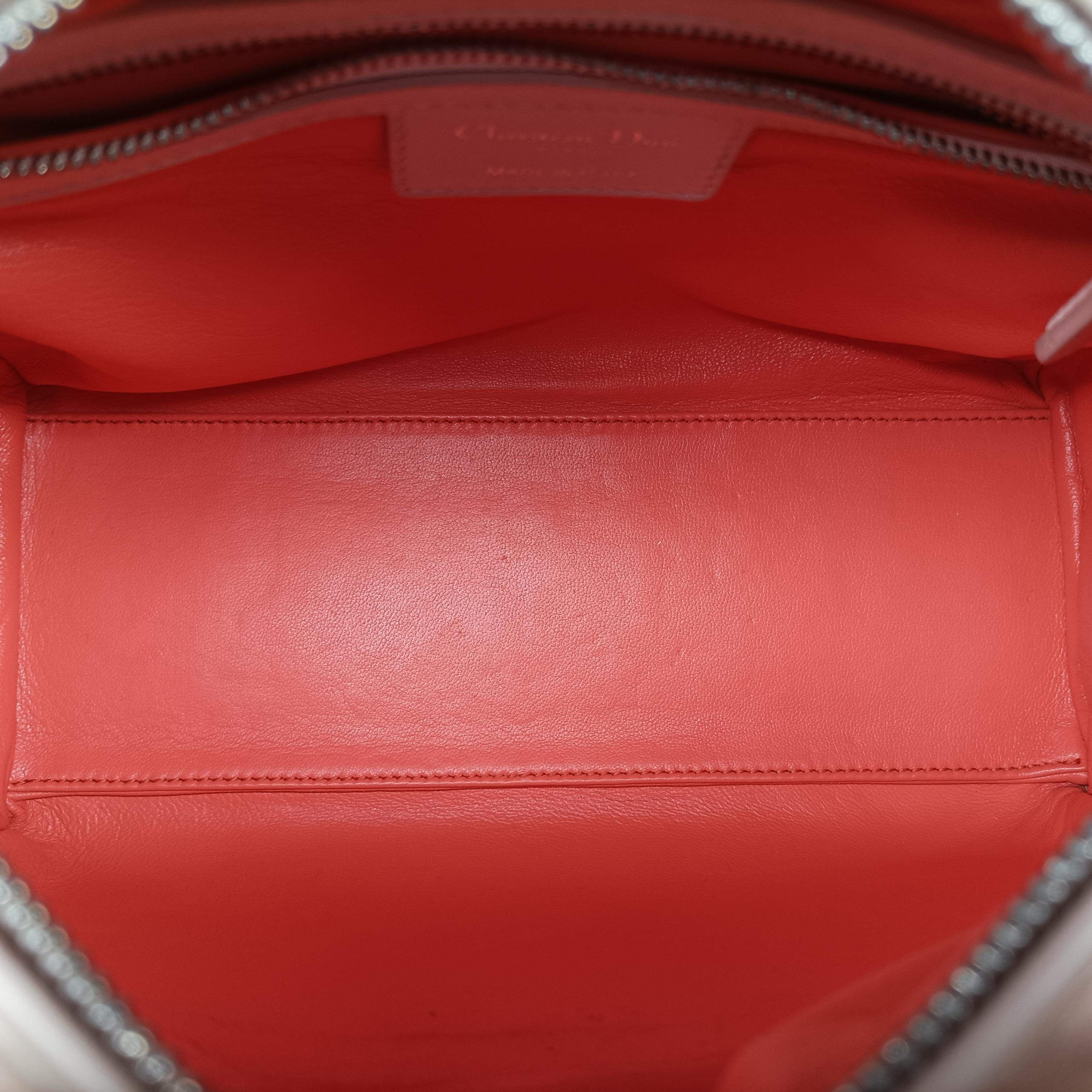 Pre-owned Christian Dior Lady Dior orange×beige lambskin  shoulderbag | stylenewstar