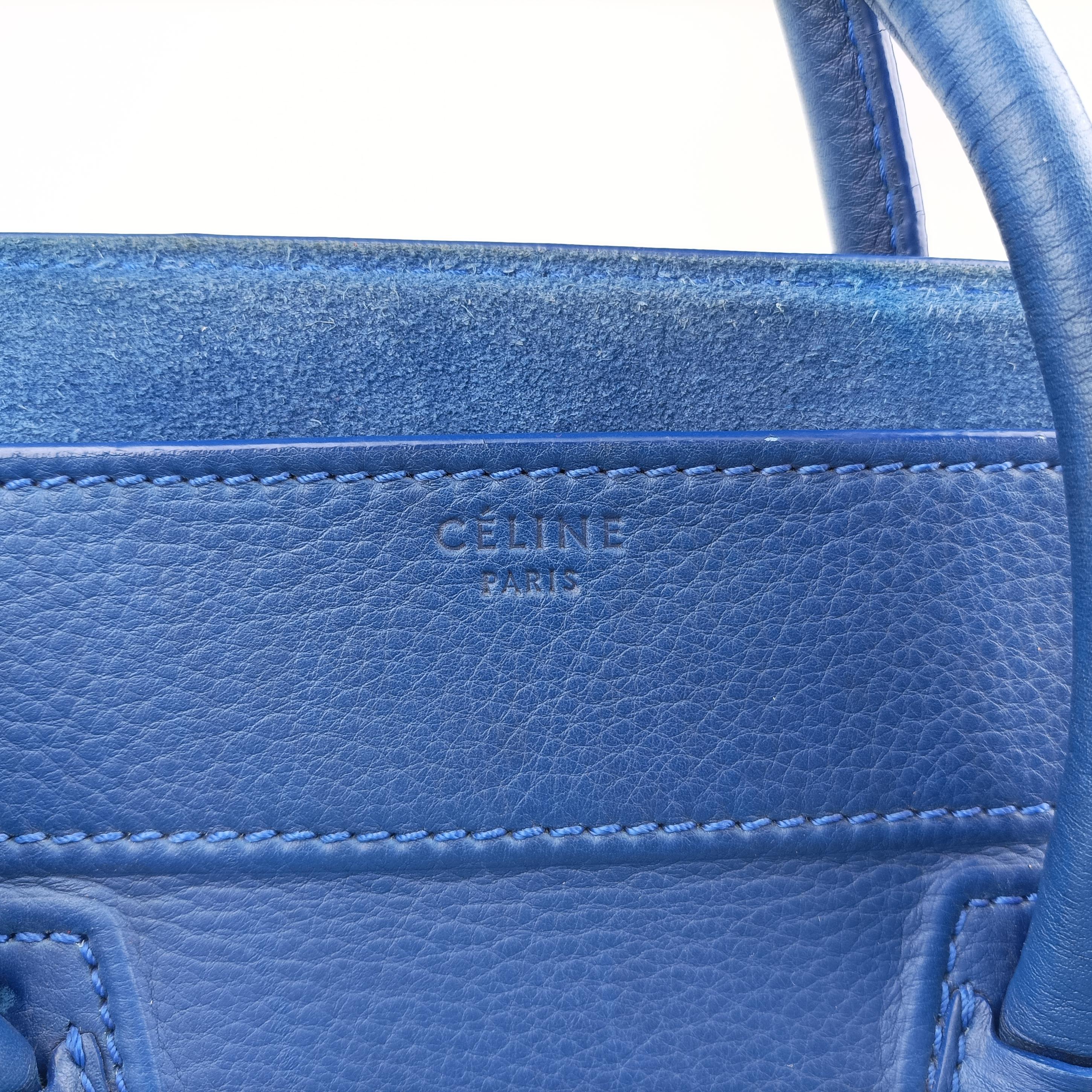 Pre-owned Celine Luggage Phantom Tote Blue leather  handbag | stylenewstar