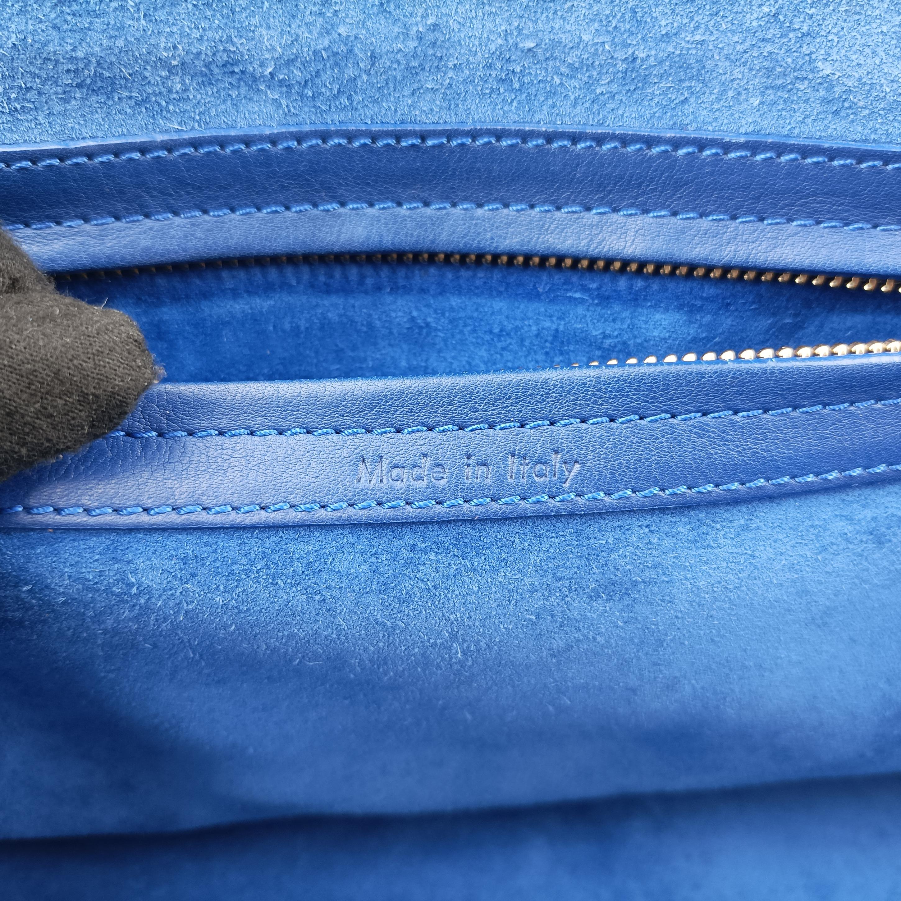 Pre-owned Celine Luggage Phantom Tote Blue leather  handbag | stylenewstar