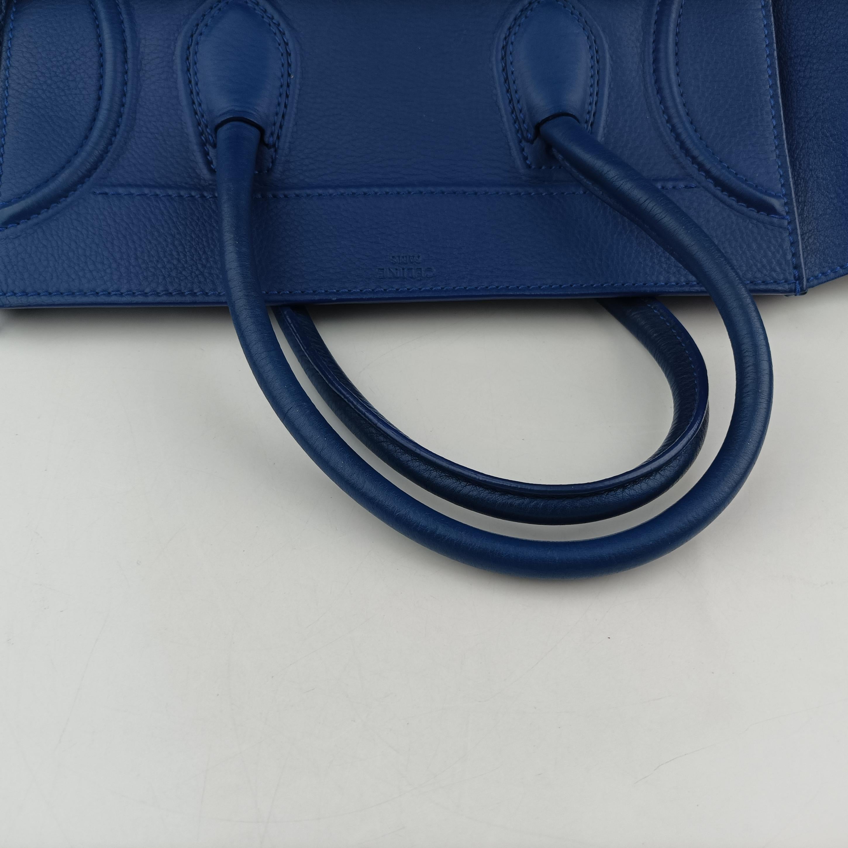 Pre-owned Celine Luggage Phantom Tote Blue leather  handbag | stylenewstar