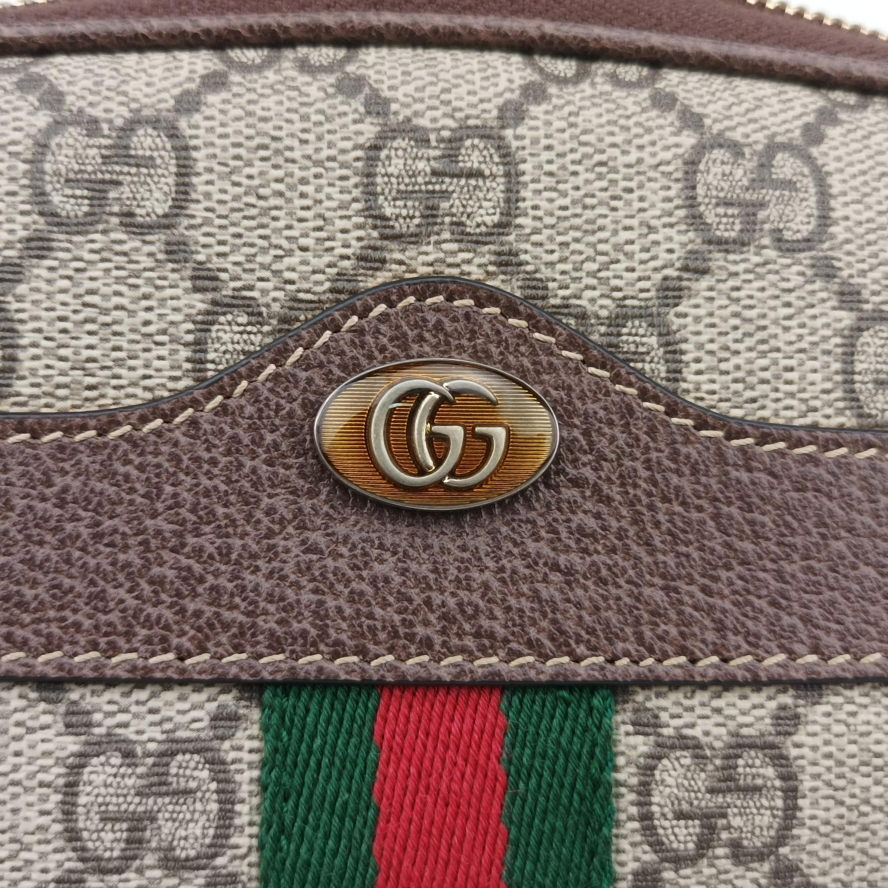 Pre-owned Gucci Ophidia Brown×green×red PVC coated canvas×leather 519308 bum bag/waist bag | stylenewstar