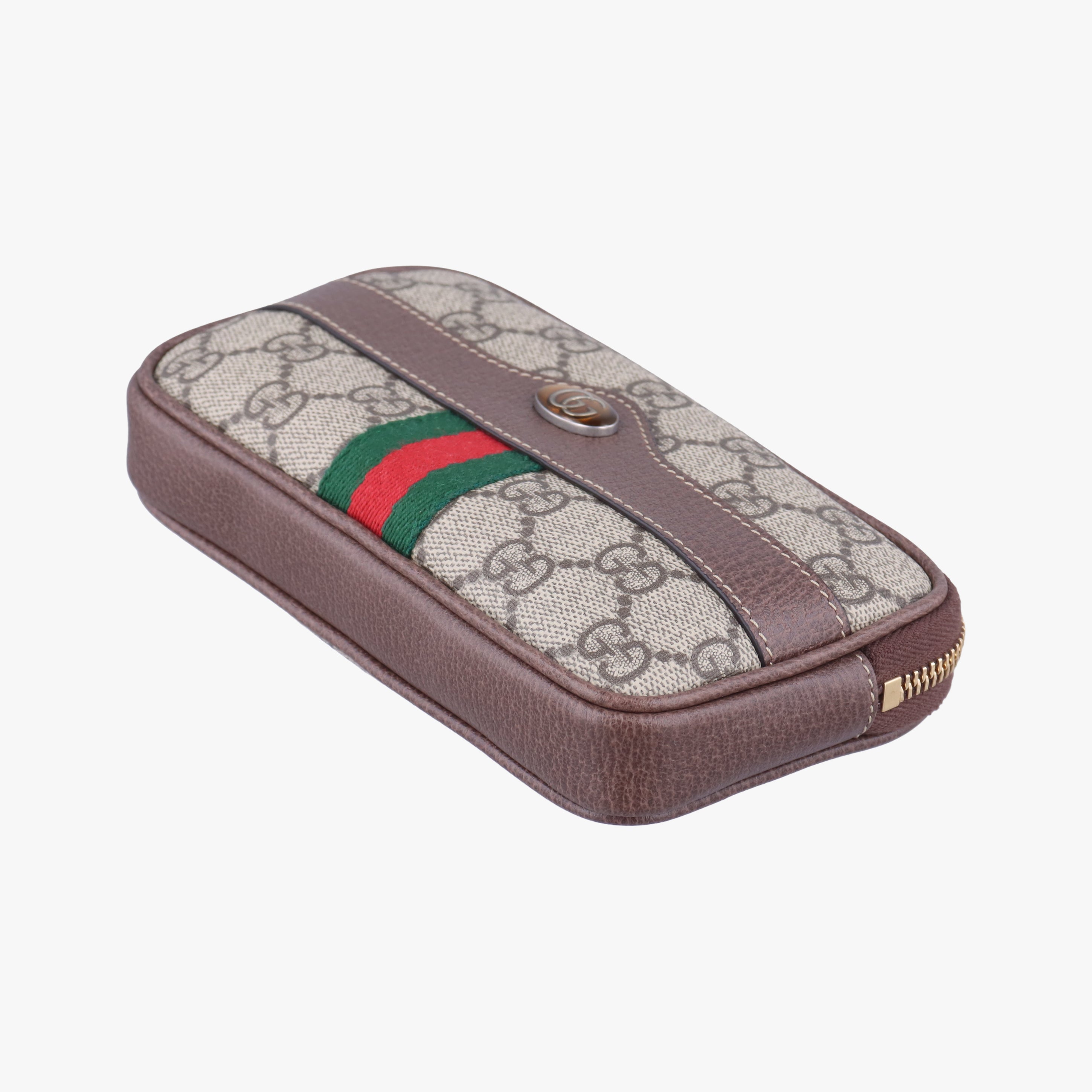 Pre-owned Gucci Ophidia Brown×green×red PVC coated canvas×leather 519308 bum bag/waist bag | stylenewstar