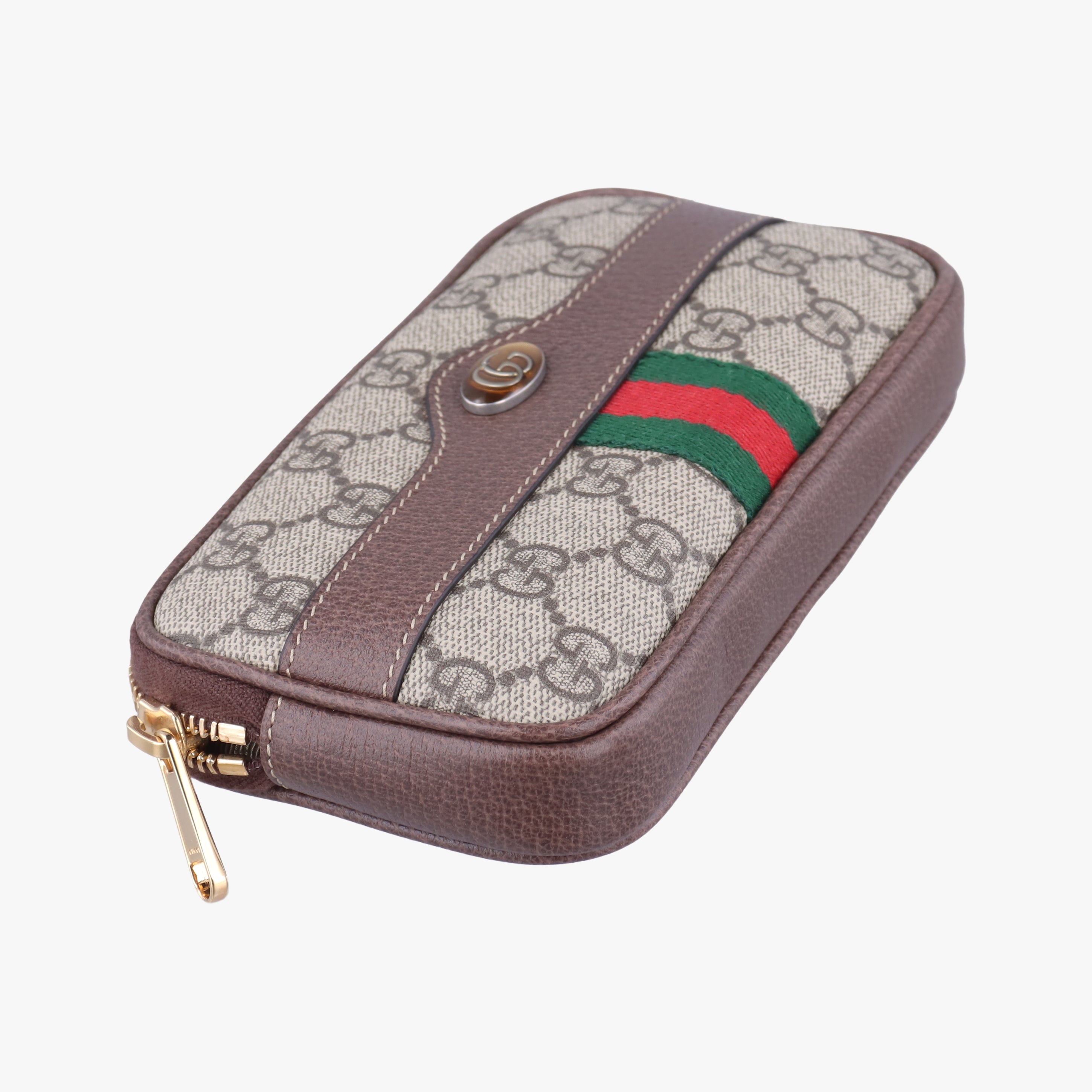 Pre-owned Gucci Ophidia Brown×green×red PVC coated canvas×leather 519308 bum bag/waist bag | stylenewstar