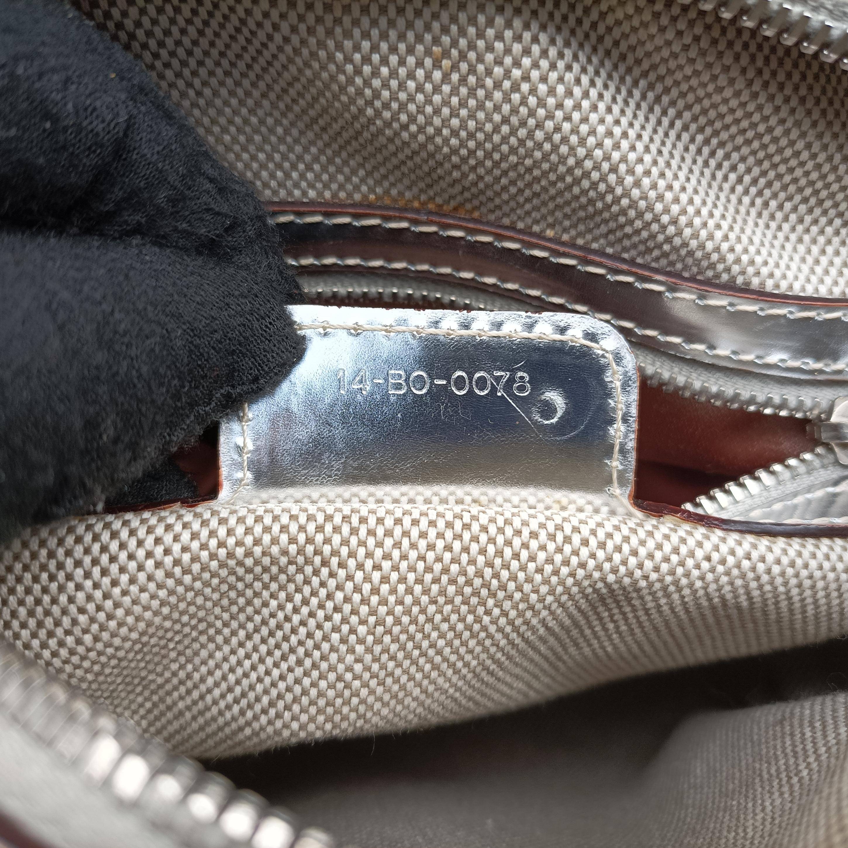 Pre-owned Christian Dior Ultimate Trotter pattern Silver Patent  handbag | stylenewstar