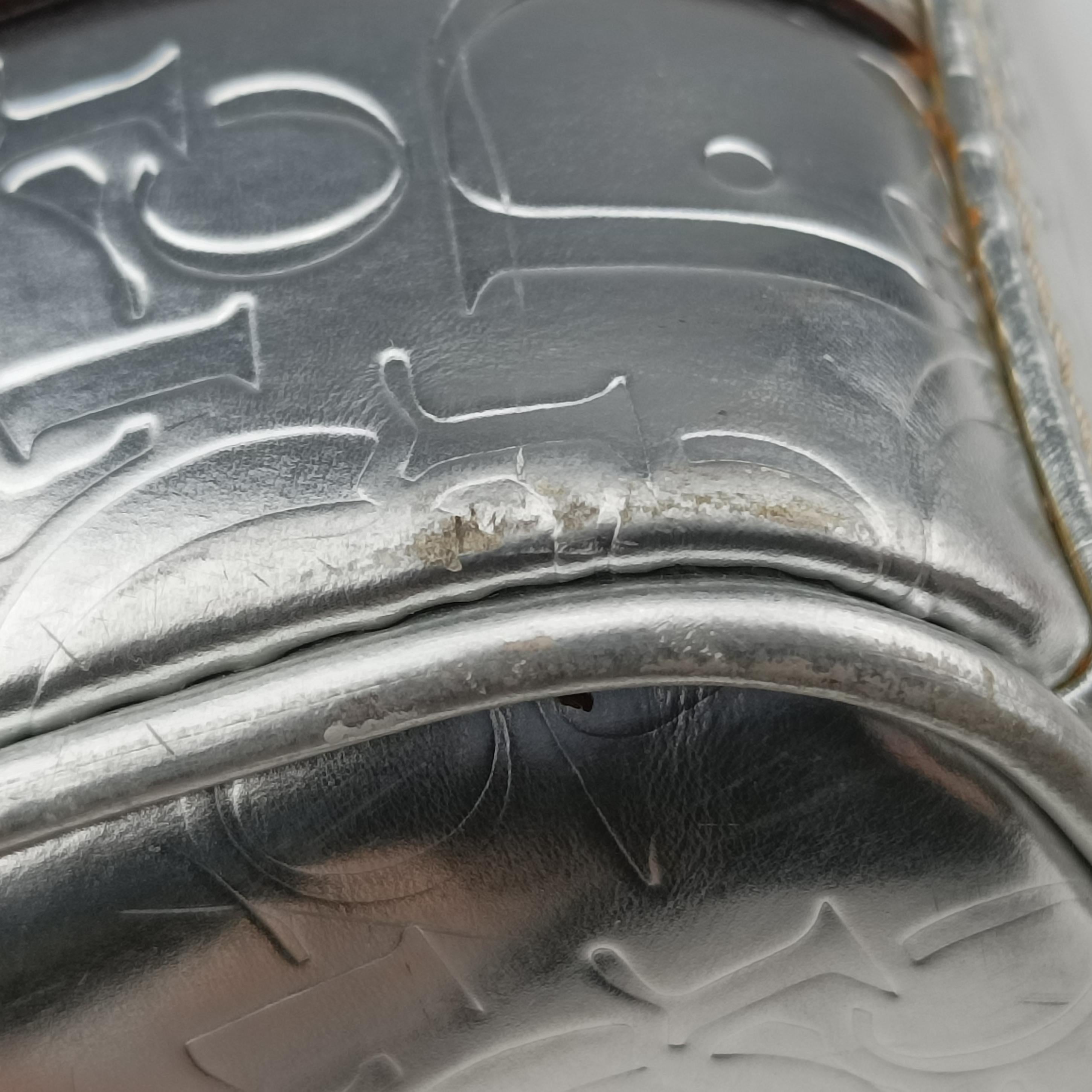 Pre-owned Christian Dior Ultimate Trotter pattern Silver Patent  handbag | stylenewstar