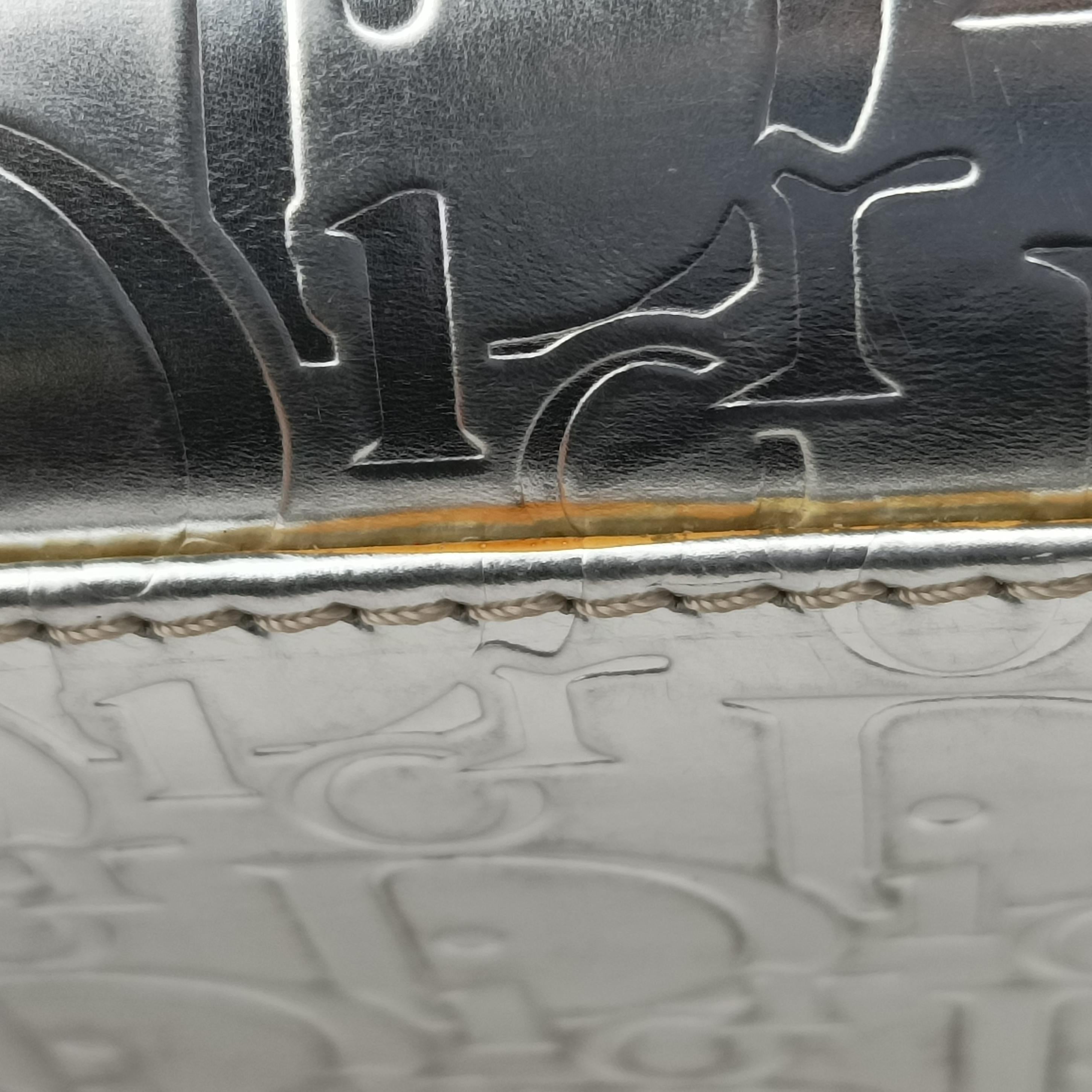 Pre-owned Christian Dior Ultimate Trotter pattern Silver Patent  handbag | stylenewstar