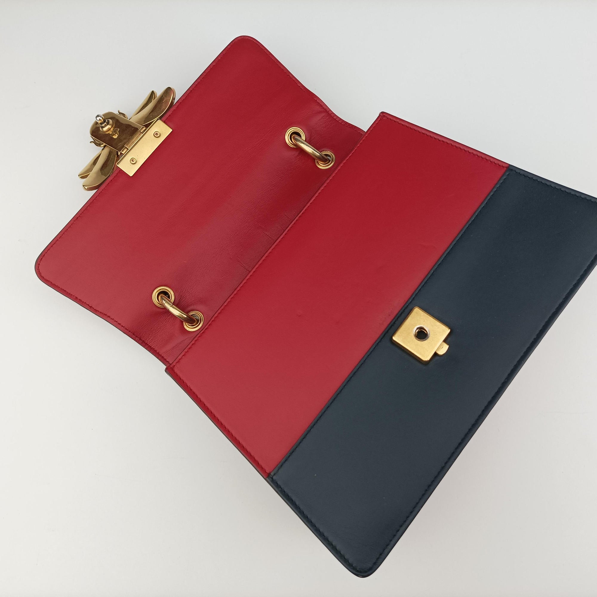 Pre-owned Gucci Queen Margaret White×Red×Blue×Pink Leather 476541 shoulderbag | stylenewstar