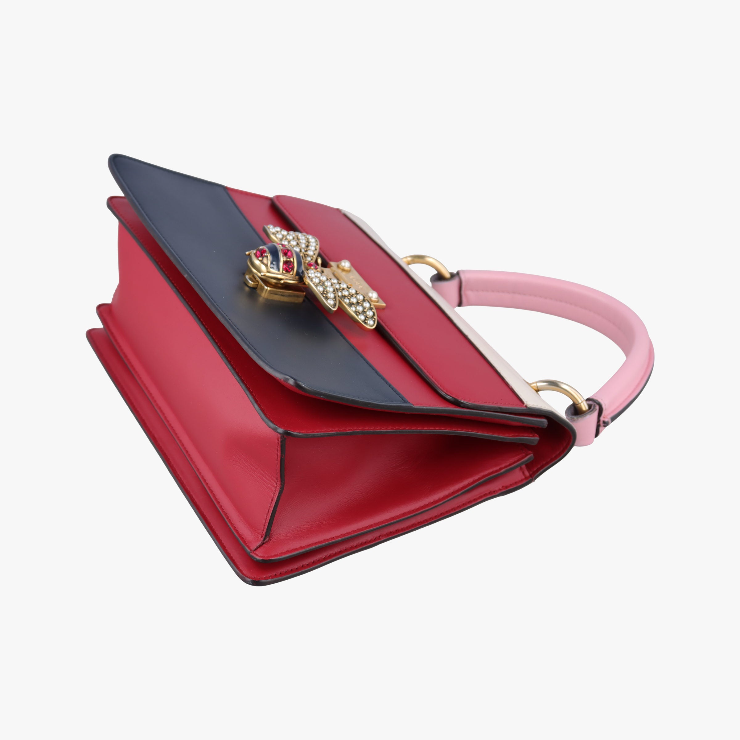 Pre-owned Gucci Queen Margaret White×Red×Blue×Pink Leather 476541 shoulderbag | stylenewstar