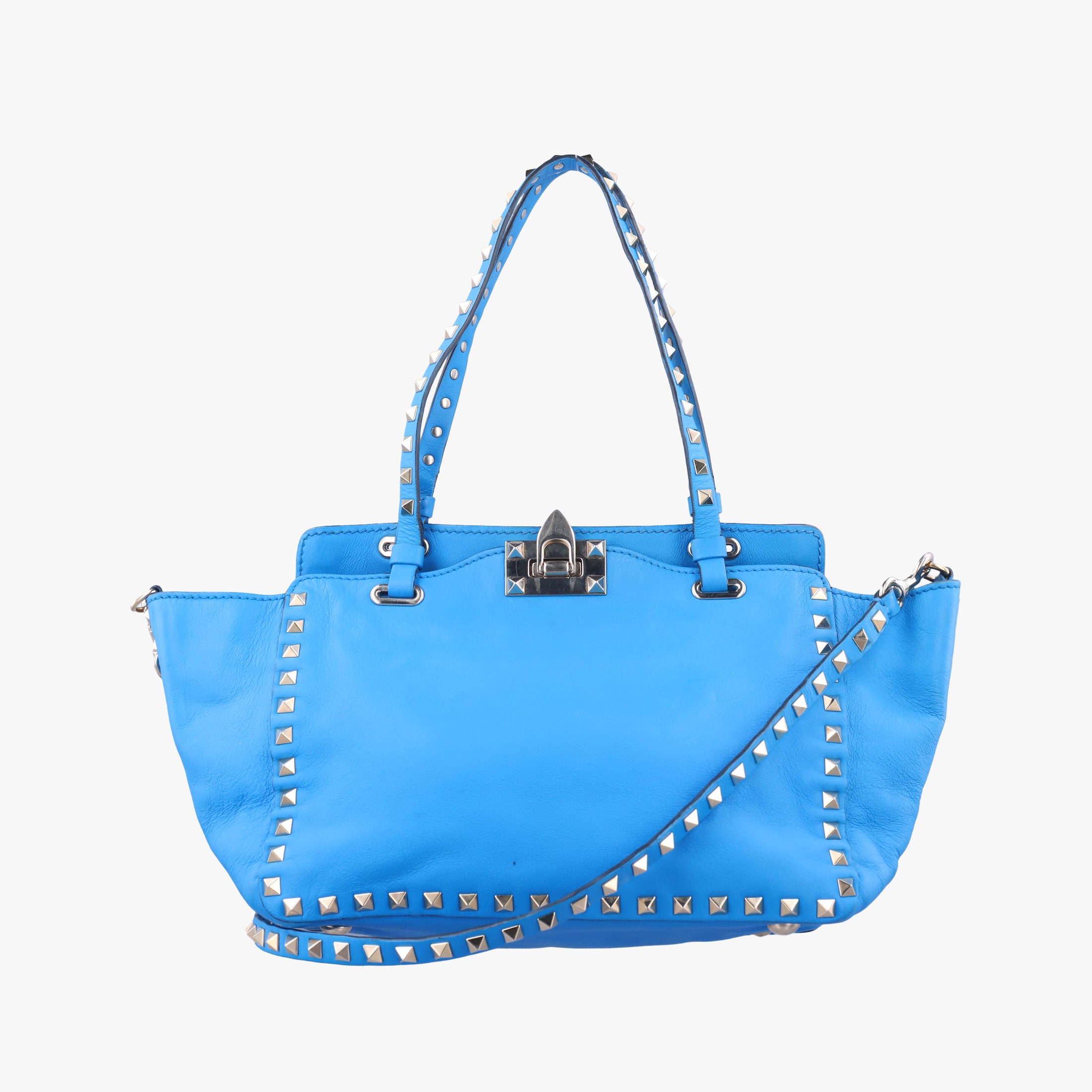 Pre-owned Valentino Rockstud Blue Leather  shoulderbag | stylenewstar