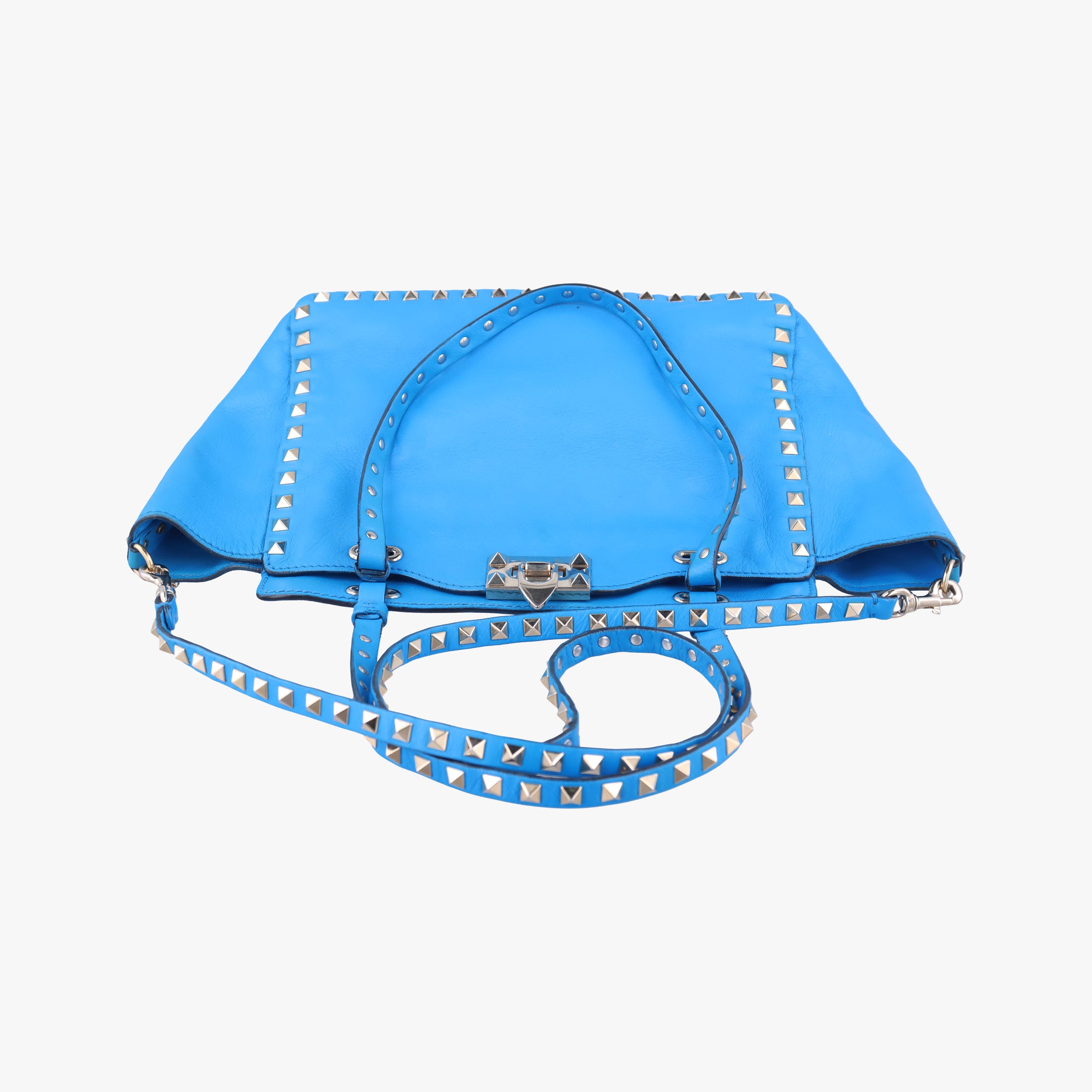 Pre-owned Valentino Rockstud Blue Leather  shoulderbag | stylenewstar