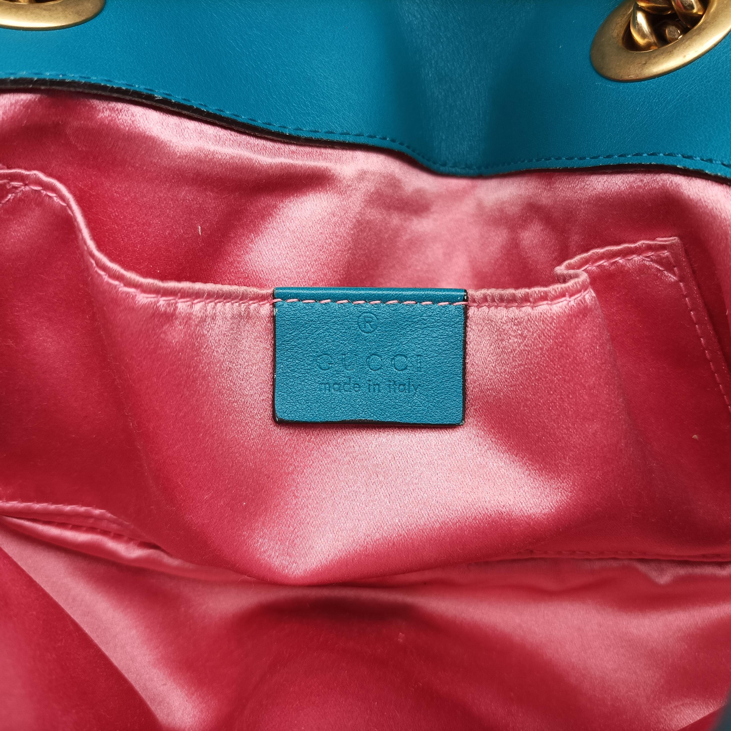 Pre-owned Gucci GG Marmont Blue velour 446744 shoulderbag | stylenewstar