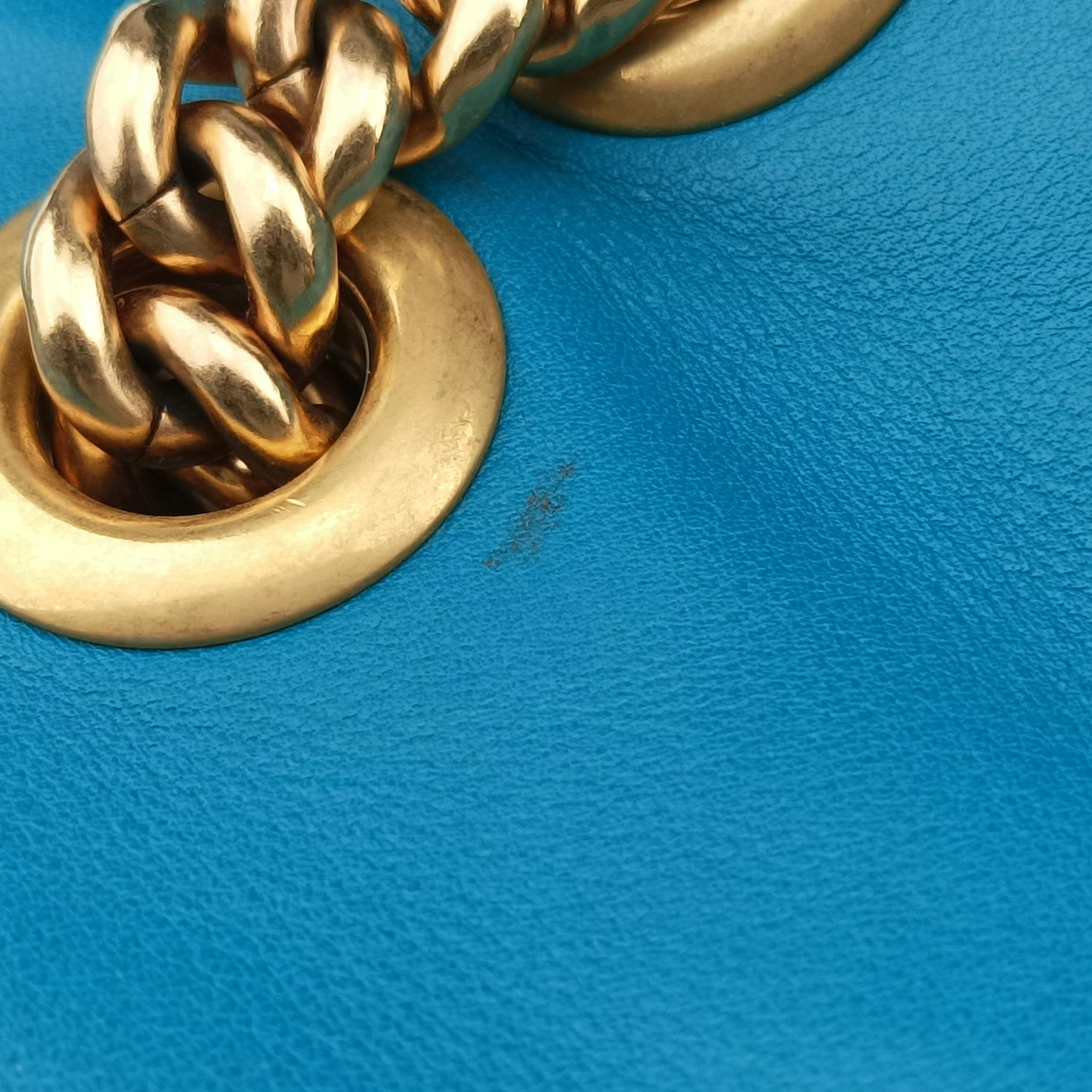 Pre-owned Gucci GG Marmont Blue velour 446744 shoulderbag | stylenewstar