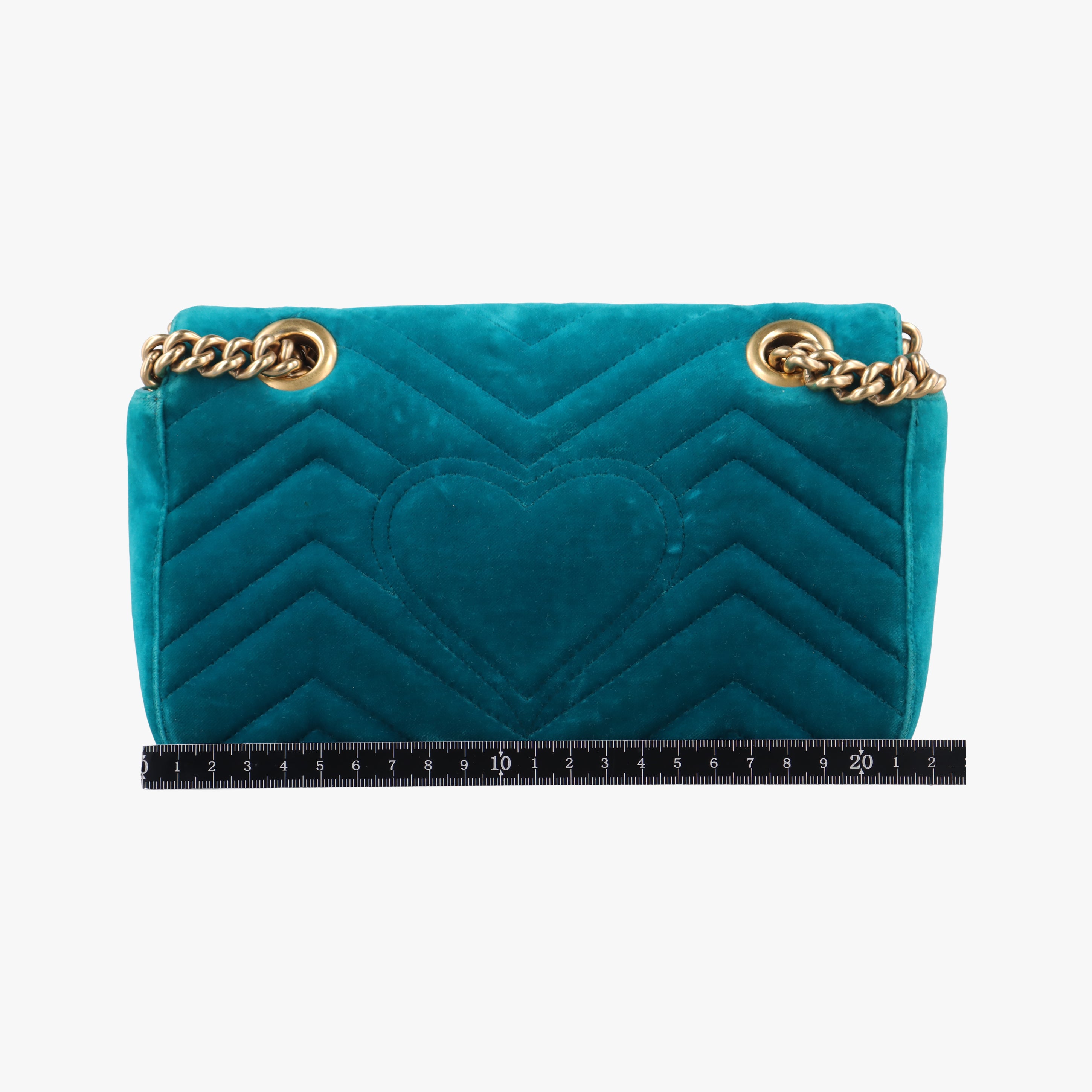 Pre-owned Gucci GG Marmont Blue velour 446744 shoulderbag | stylenewstar