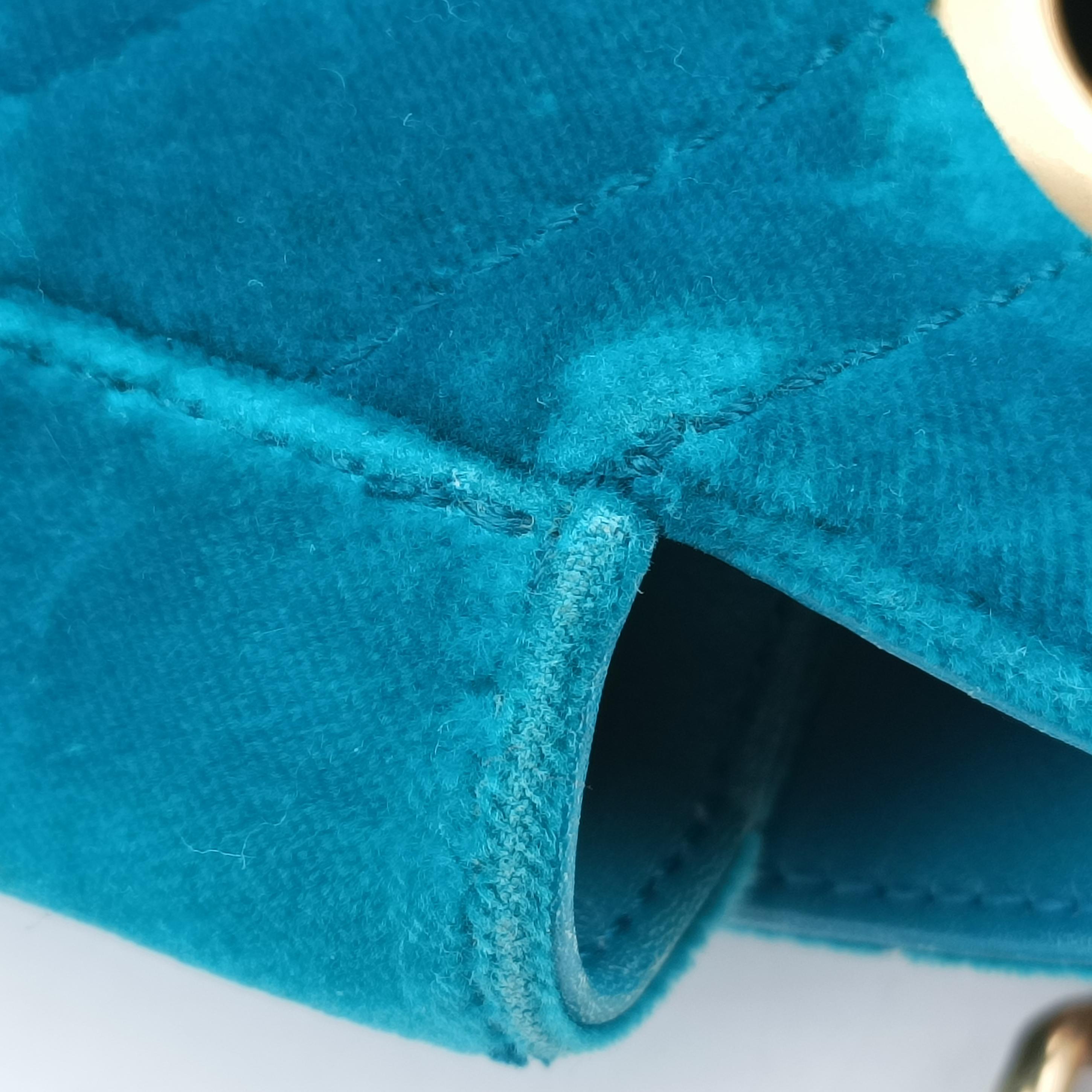 Pre-owned Gucci GG Marmont Blue velour 446744 shoulderbag | stylenewstar