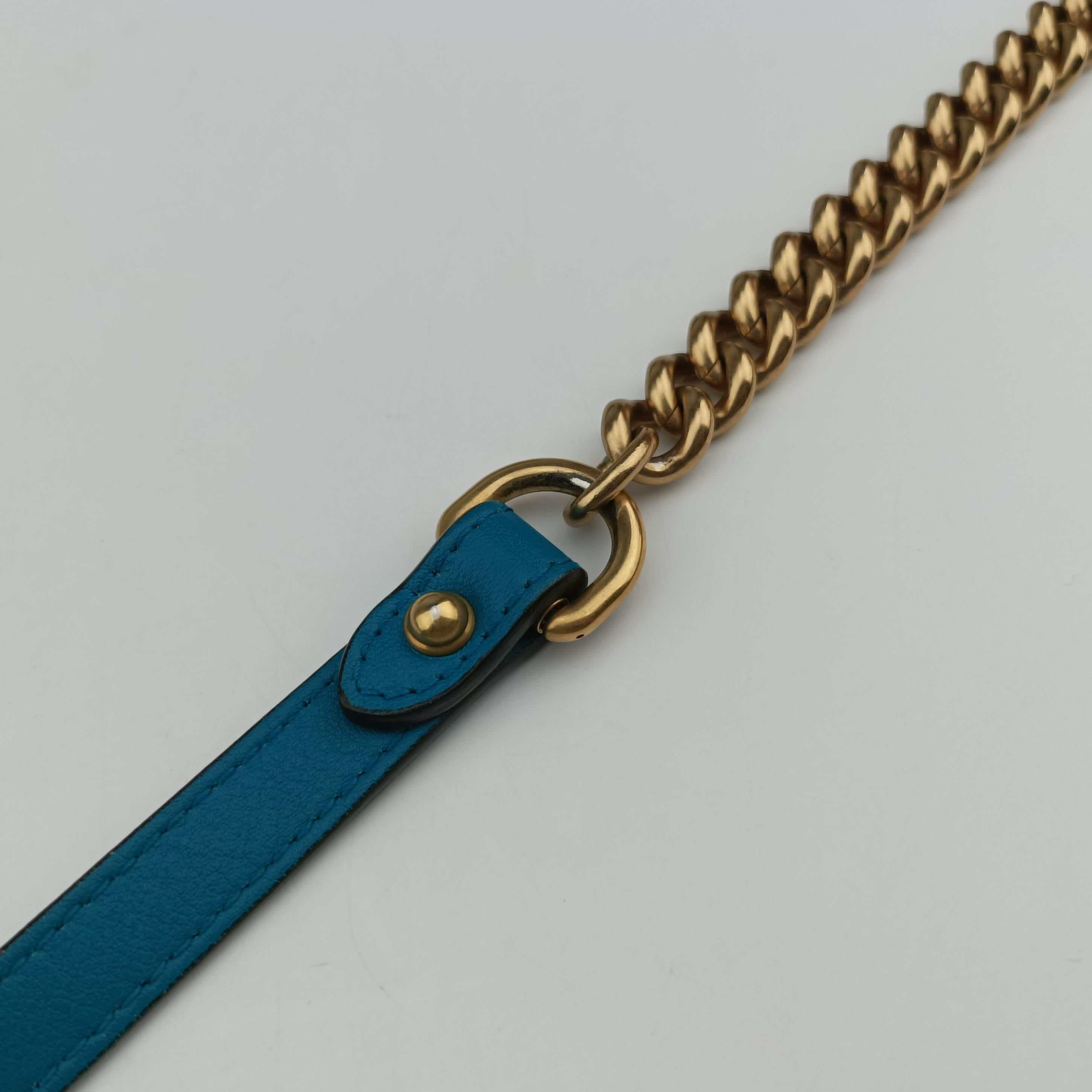Pre-owned Gucci GG Marmont Blue velour 446744 shoulderbag | stylenewstar