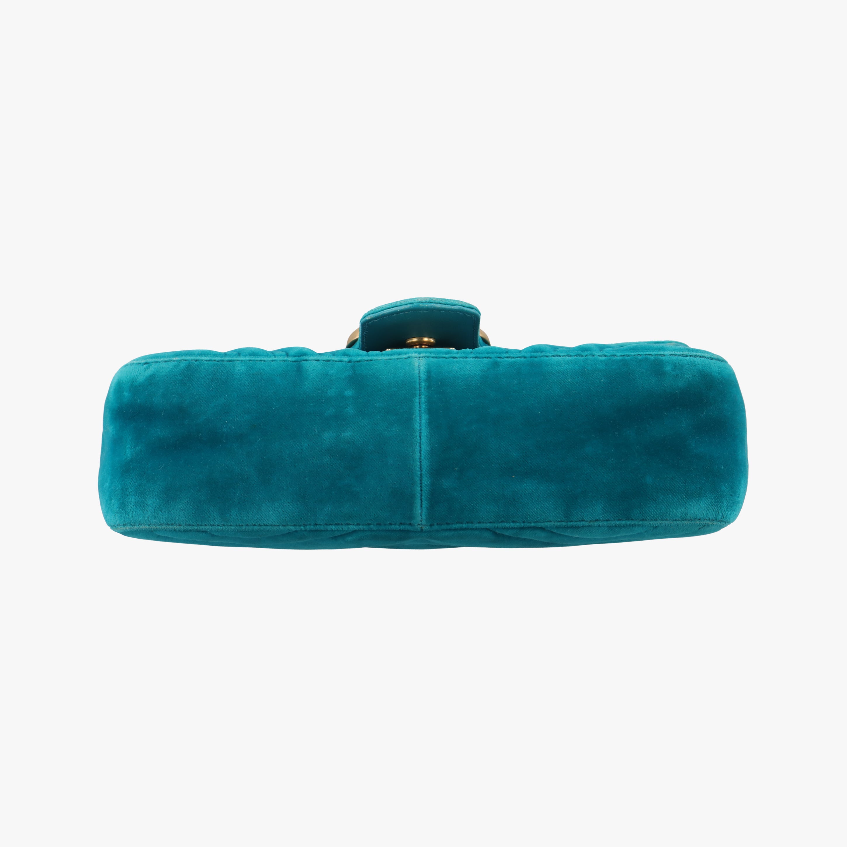 Pre-owned Gucci GG Marmont Blue velour 446744 shoulderbag | stylenewstar