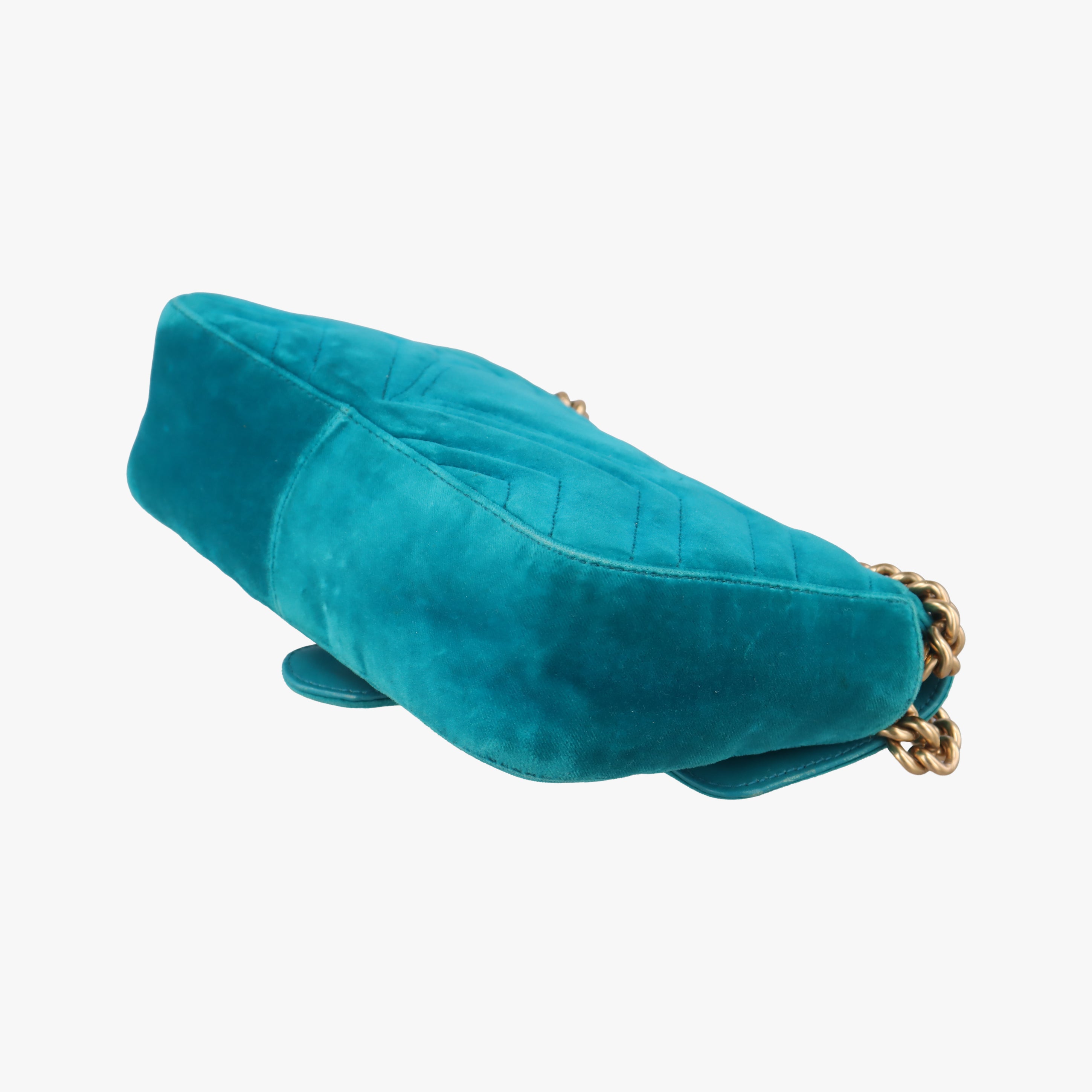 Pre-owned Gucci GG Marmont Blue velour 446744 shoulderbag | stylenewstar