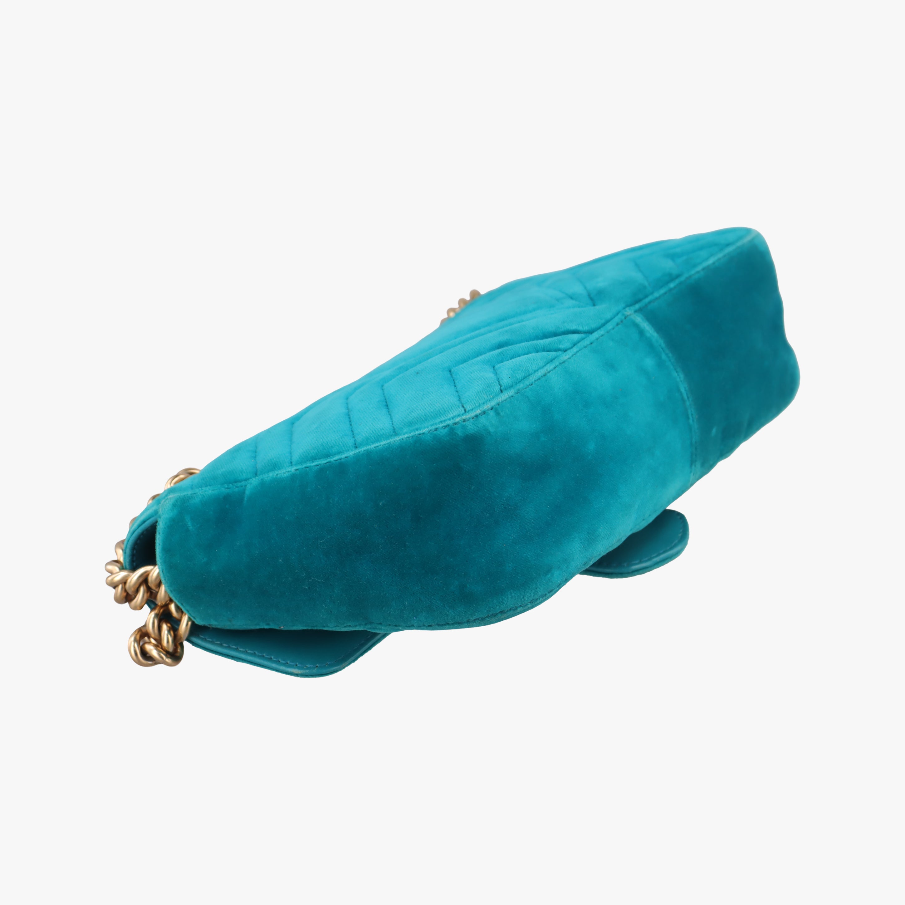 Pre-owned Gucci GG Marmont Blue velour 446744 shoulderbag | stylenewstar