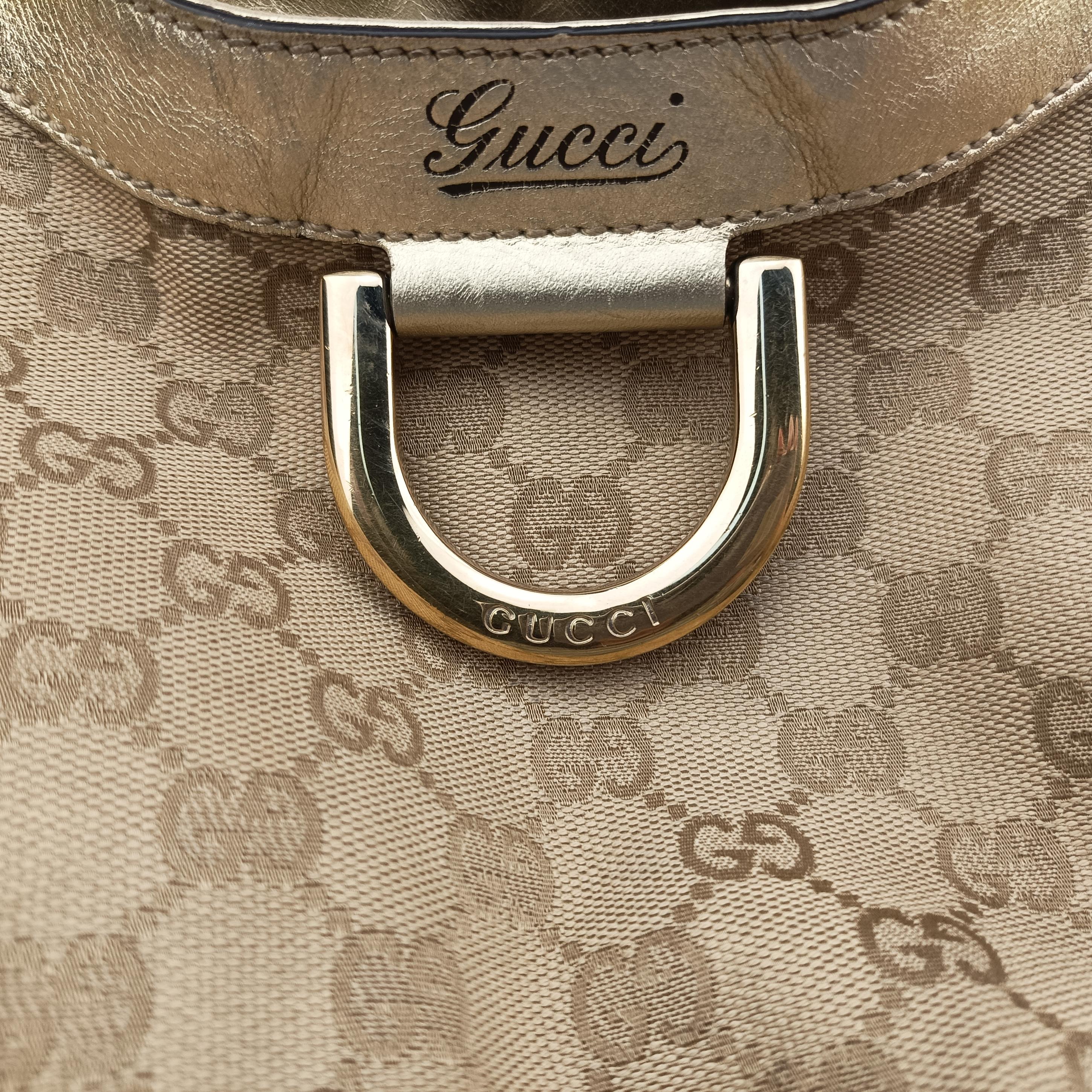 Secondhand Gucci Abbey D-ring Hobo Beige canvas 189835 handbag | stylenewstar