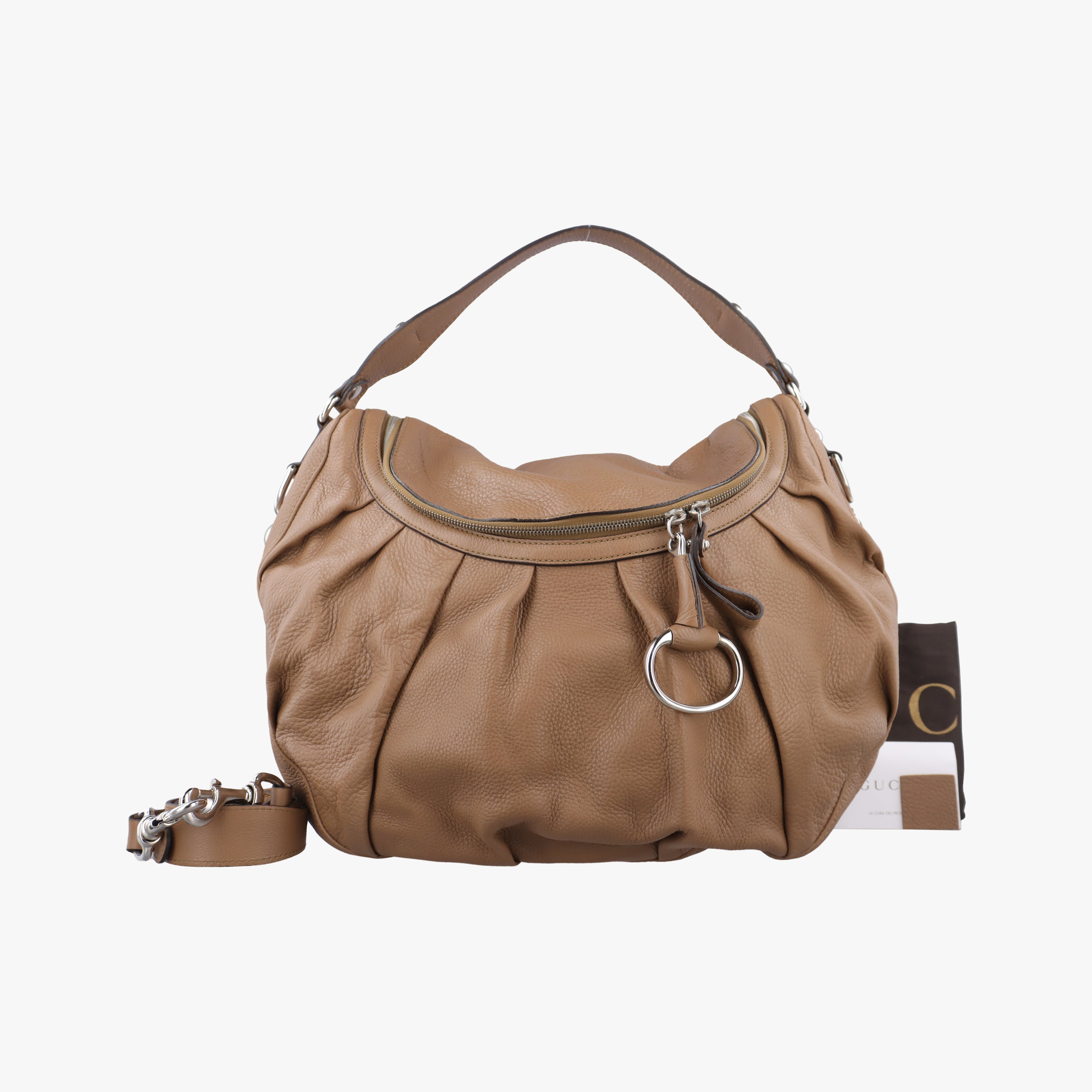 Pre-owned Gucci Icon Bit Brown Leather 228584 shoulderbag | stylenewstar