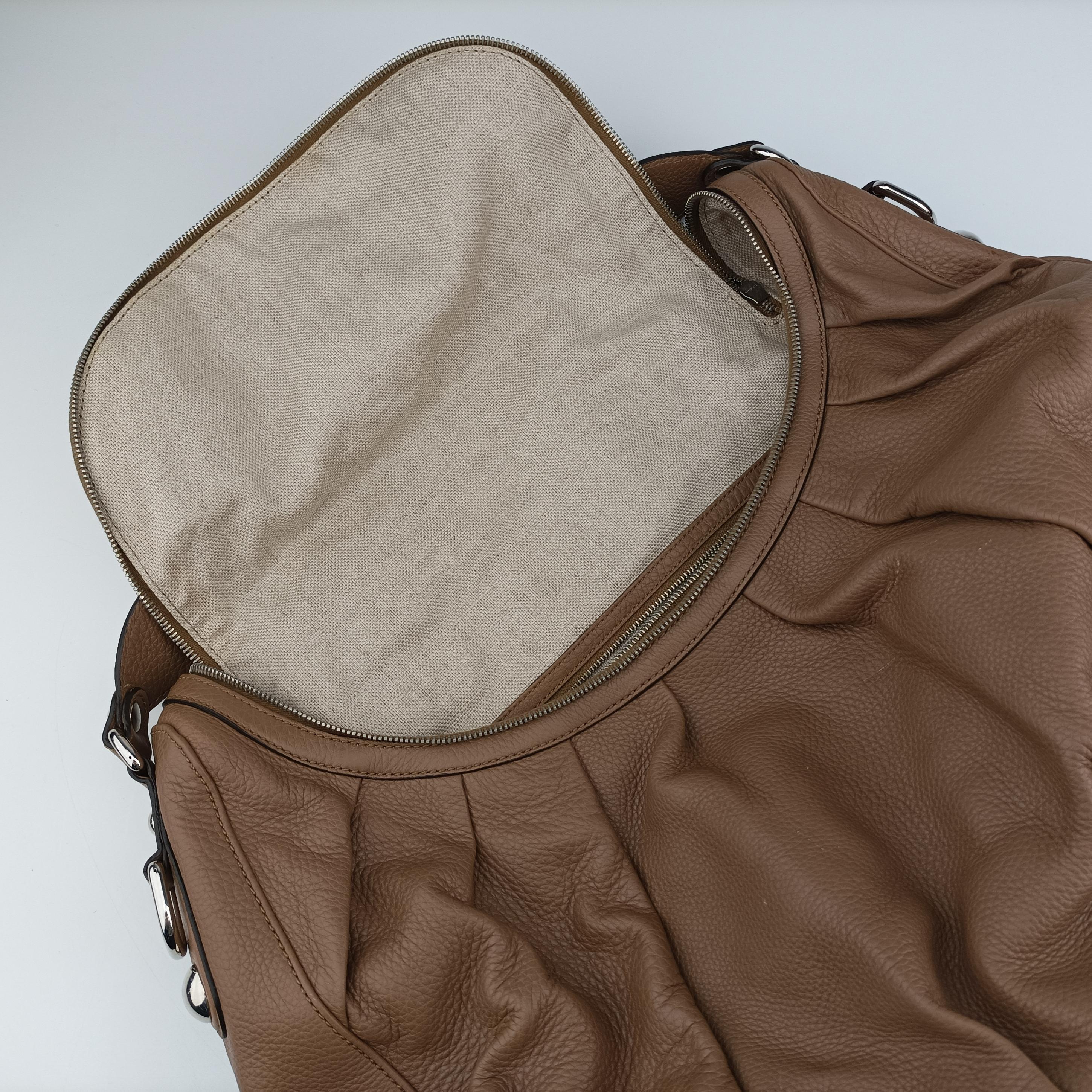 Pre-owned Gucci Icon Bit Brown Leather 228584 shoulderbag | stylenewstar