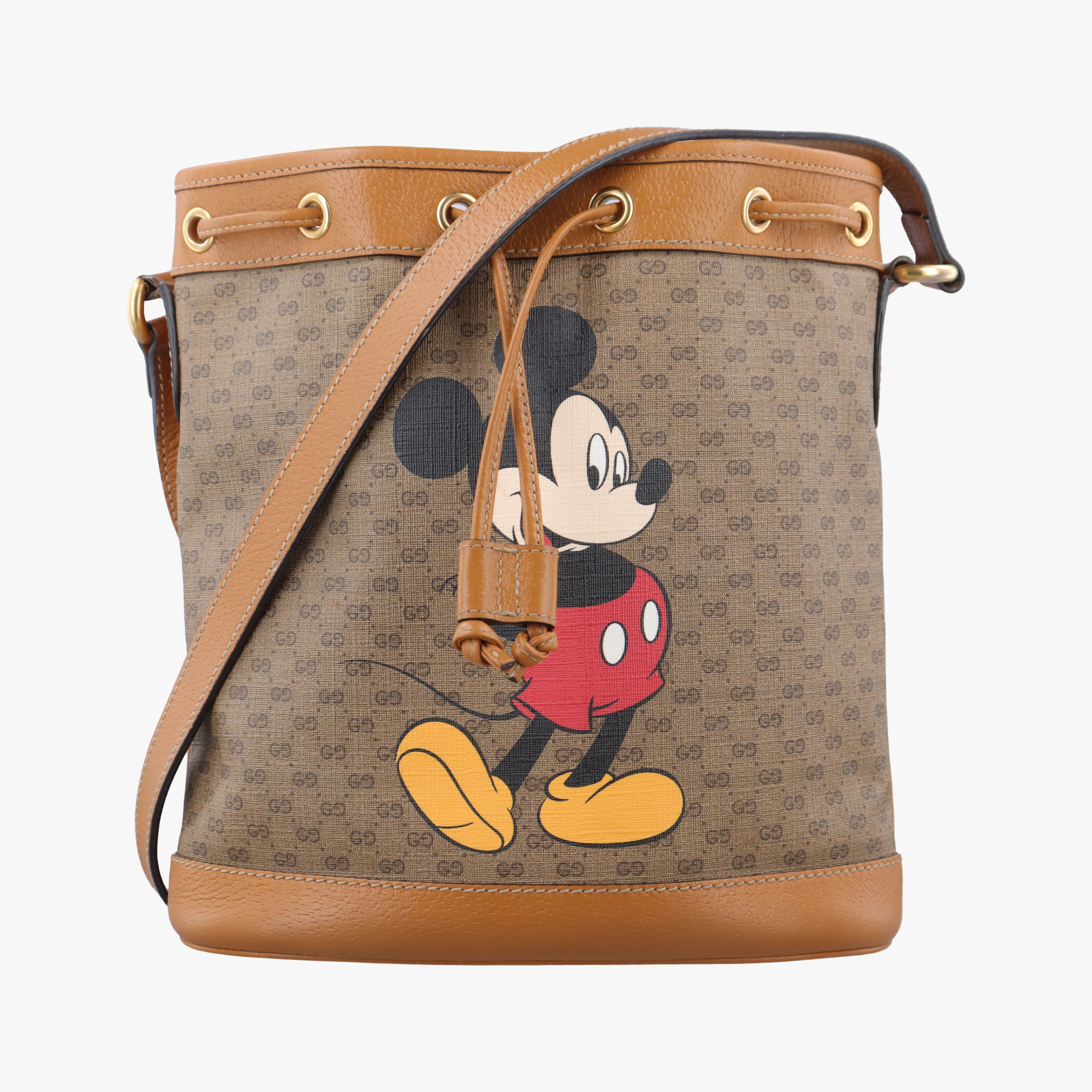 Pre-owned Gucci Micro GG/Small Bucket Bag Brown×multicolor PVC coated canvas 602691 shoulderbag | stylenewstar