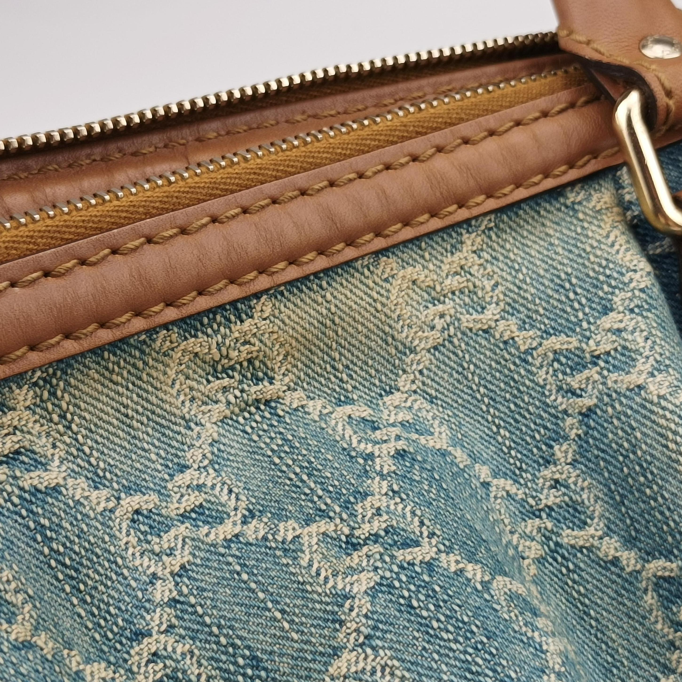 Pre-owned Gucci Sukey Blue×beige Denim×Leather 247902 shoulderbag | stylenewstar