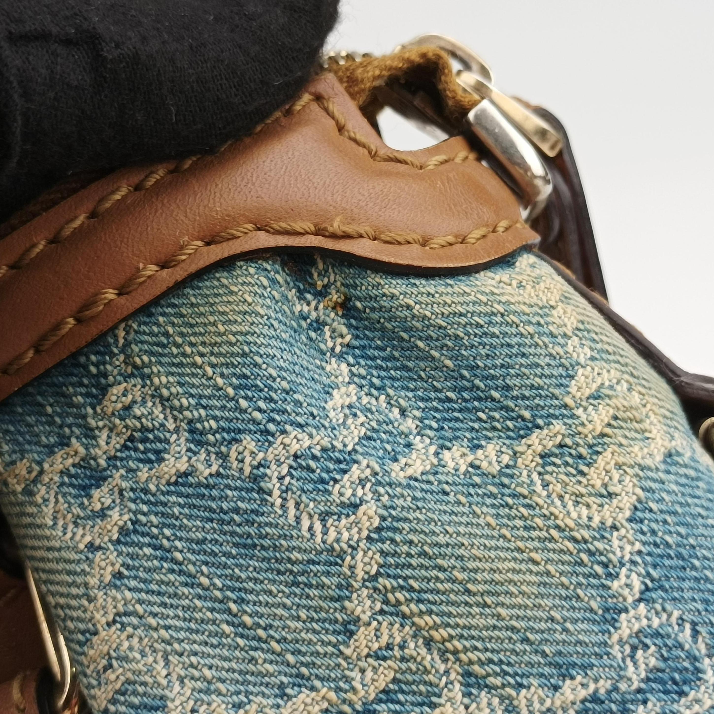 Pre-owned Gucci Sukey Blue×beige Denim×Leather 247902 shoulderbag | stylenewstar