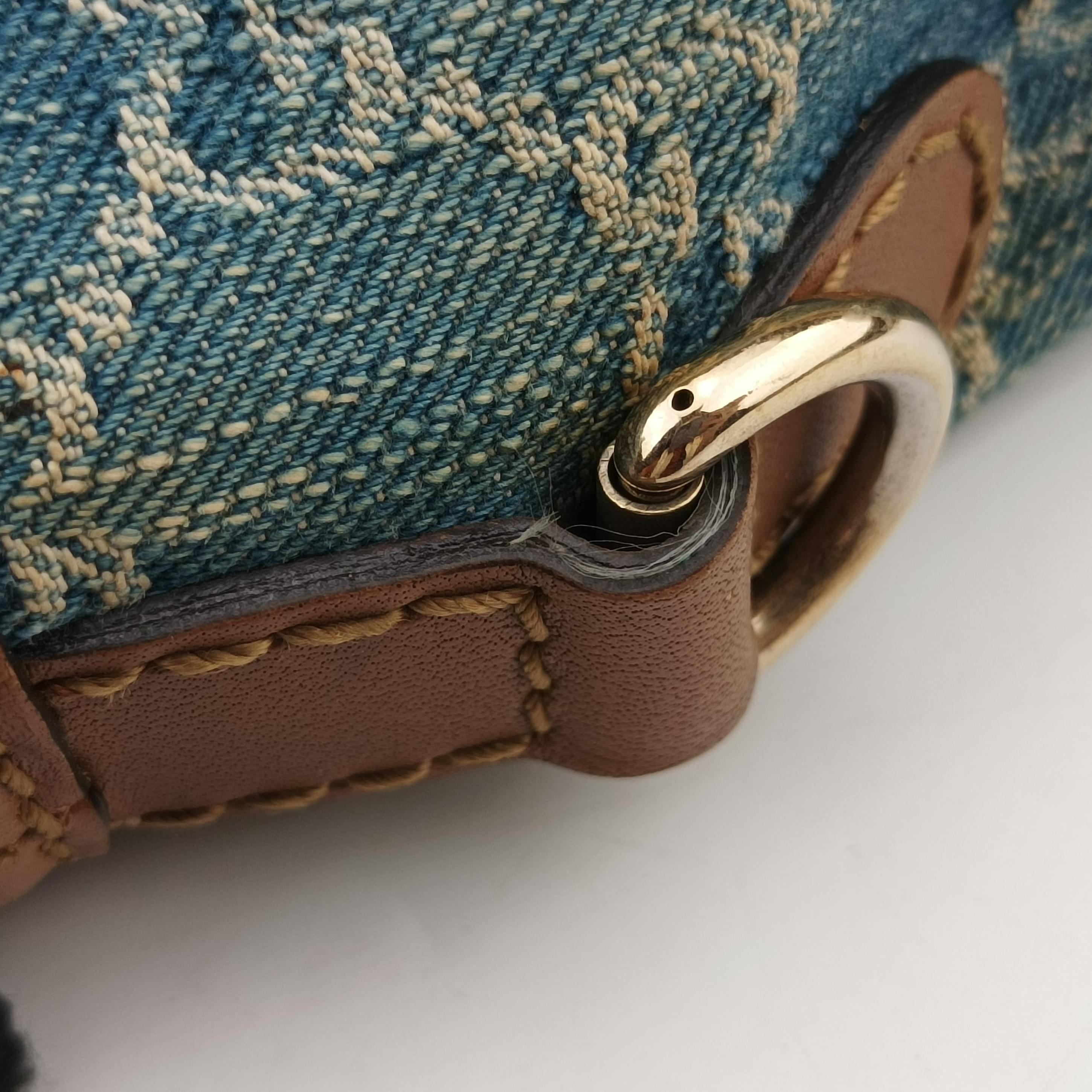 Pre-owned Gucci Sukey Blue×beige Denim×Leather 247902 shoulderbag | stylenewstar