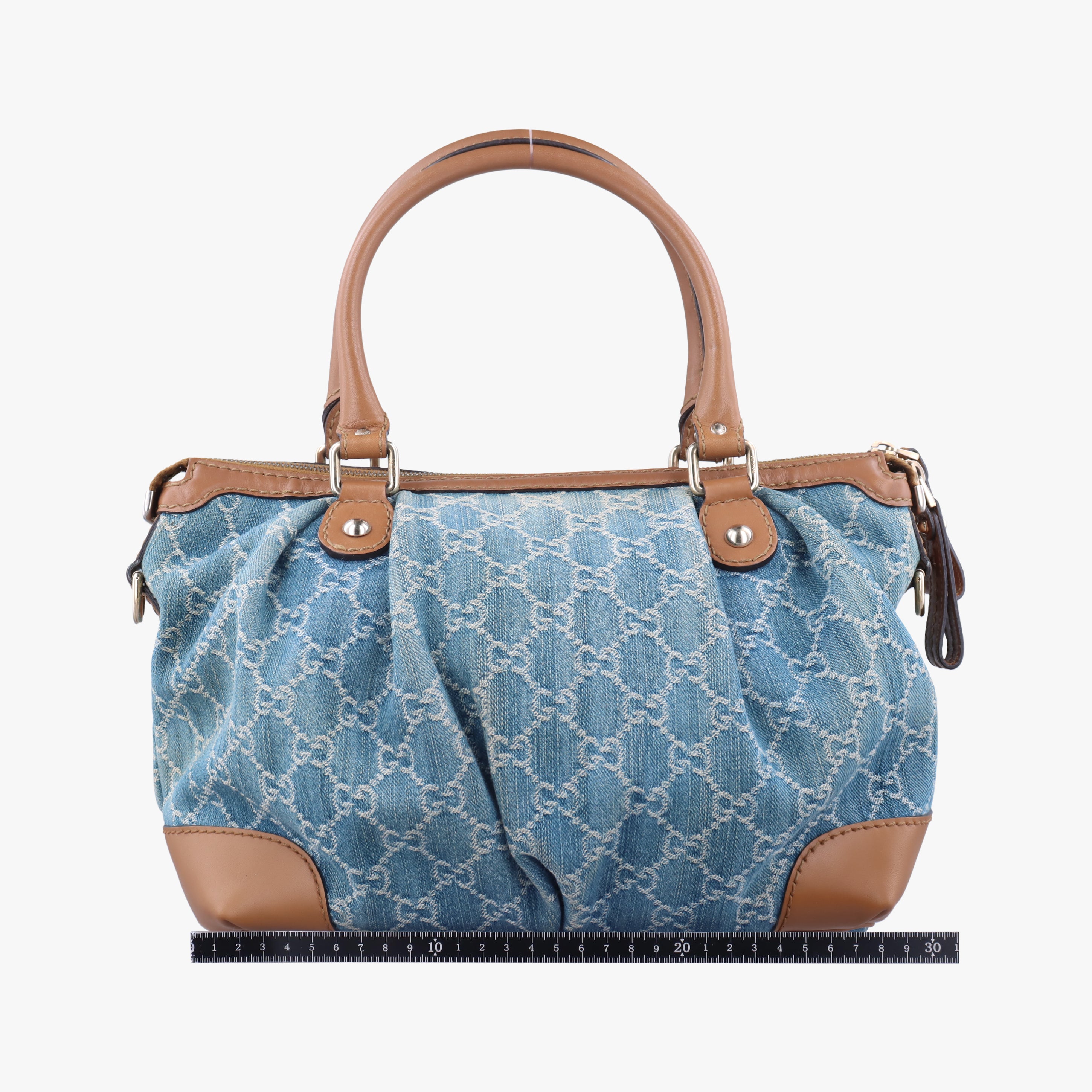 Pre-owned Gucci Sukey Blue×beige Denim×Leather 247902 shoulderbag | stylenewstar