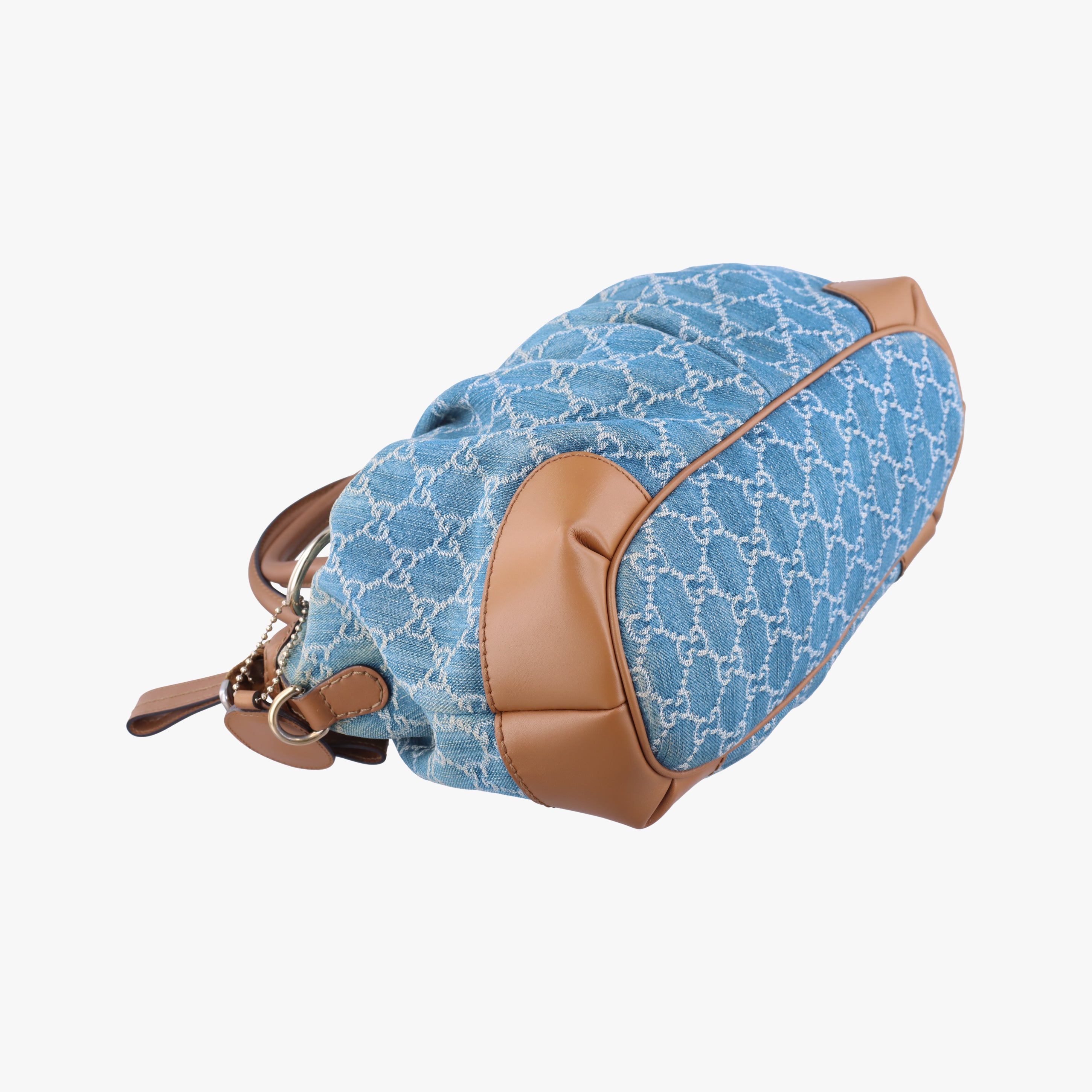 Pre-owned Gucci Sukey Blue×beige Denim×Leather 247902 shoulderbag | stylenewstar