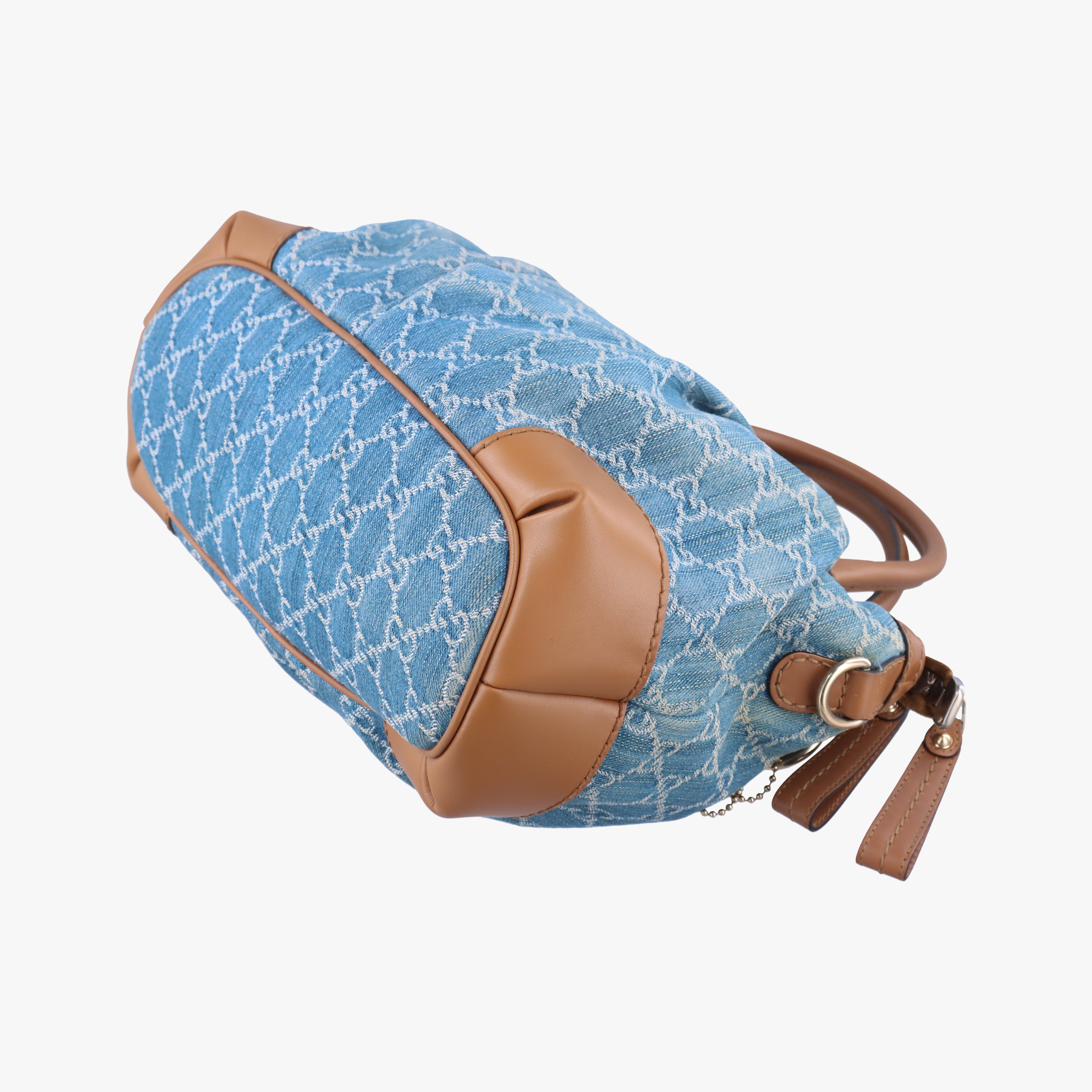 Pre-owned Gucci Sukey Blue×beige Denim×Leather 247902 shoulderbag | stylenewstar