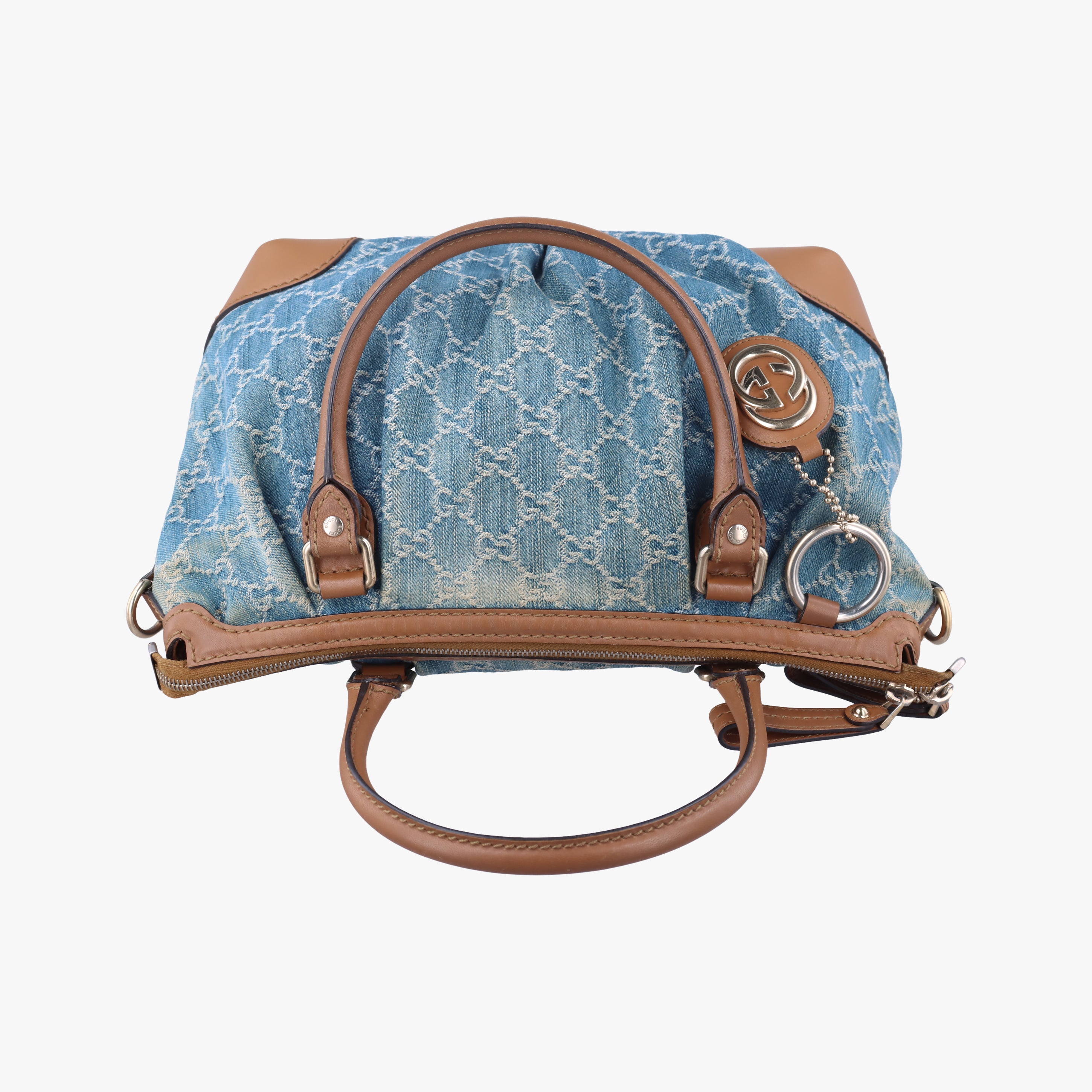 Pre-owned Gucci Sukey Blue×beige Denim×Leather 247902 shoulderbag | stylenewstar