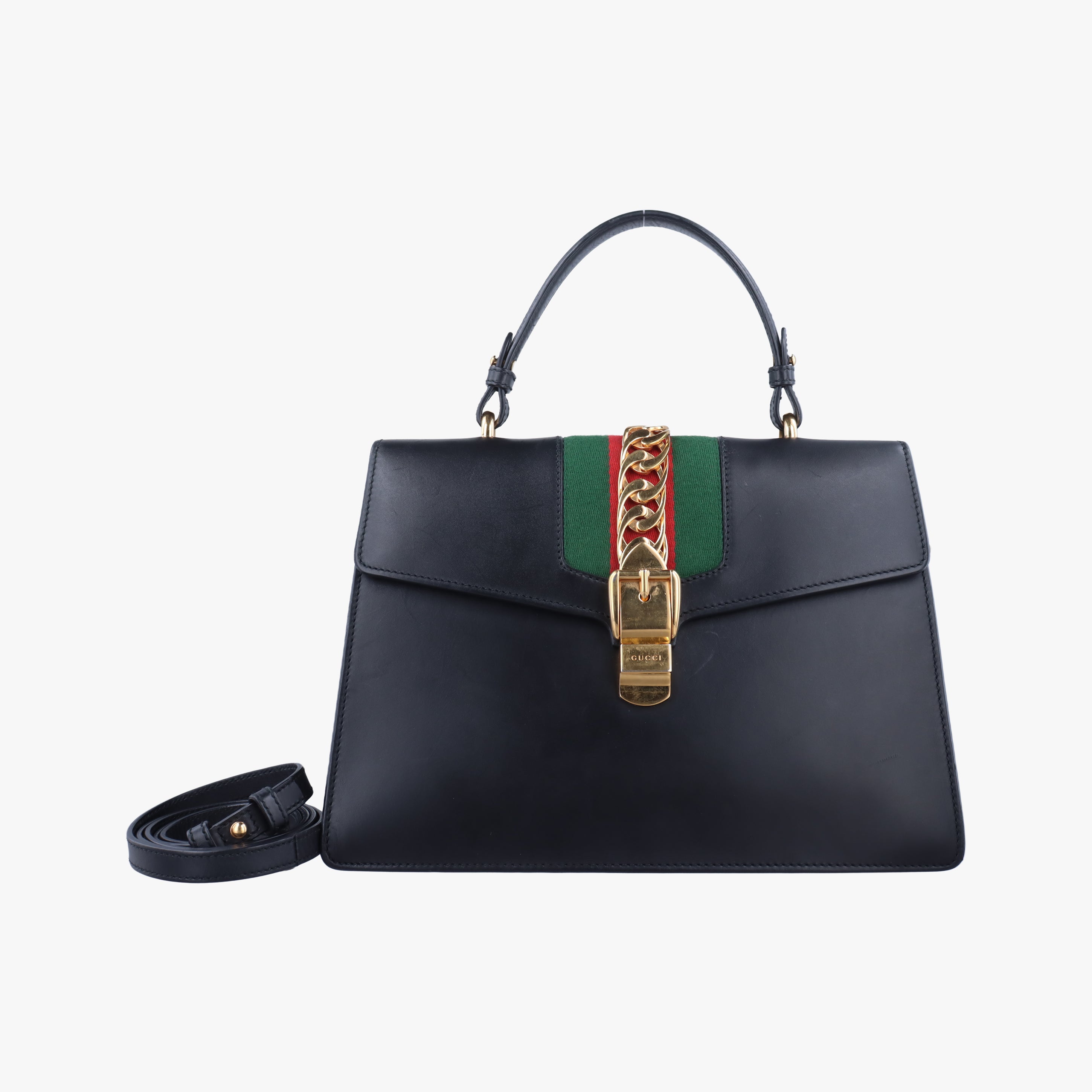 Pre-owned Gucci Sylvie Black Leather 431665 shoulderbag | stylenewstar