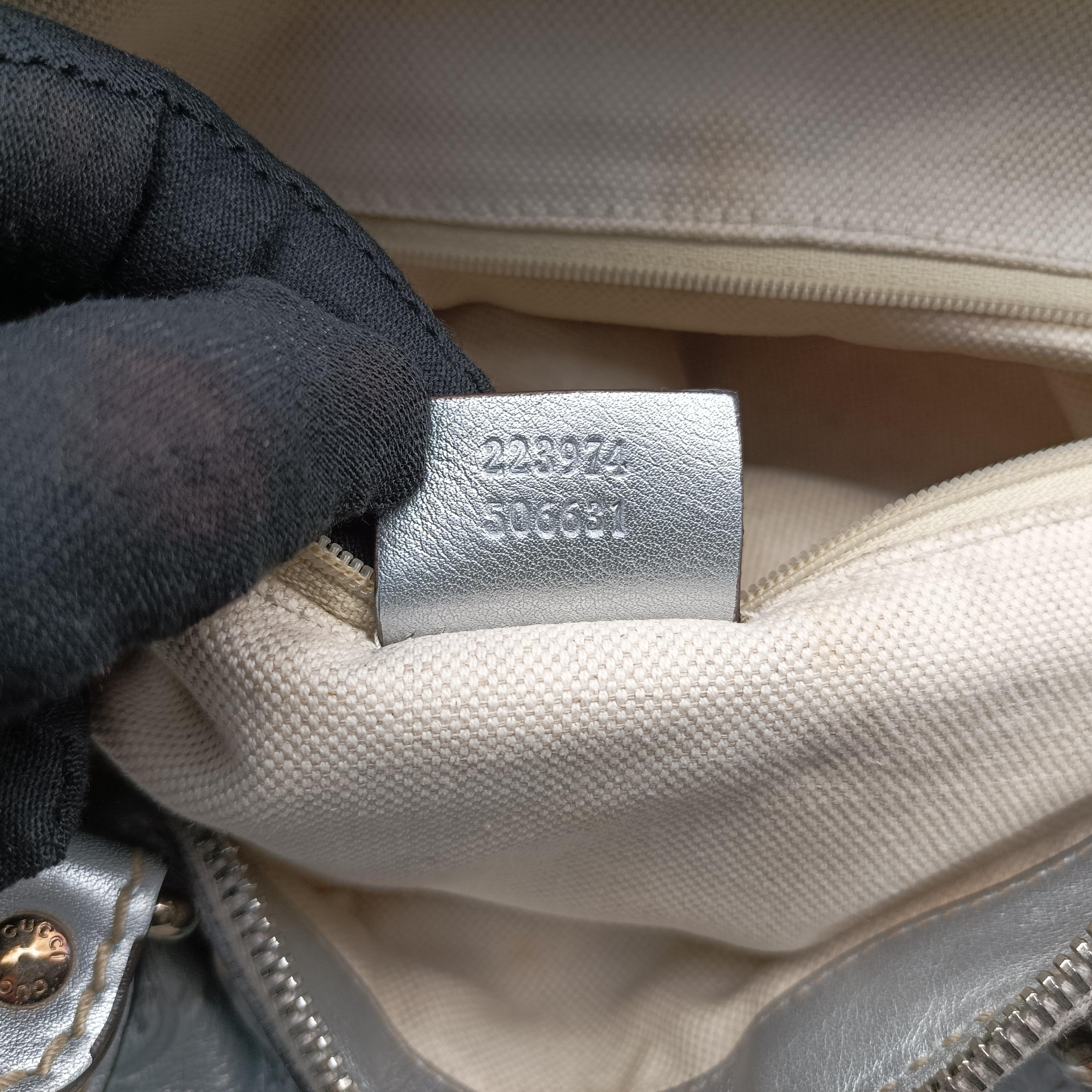 Pre-owned Gucci Sukey GUCCISSIMA Silver Leather 223974 shoulderbag | stylenewstar