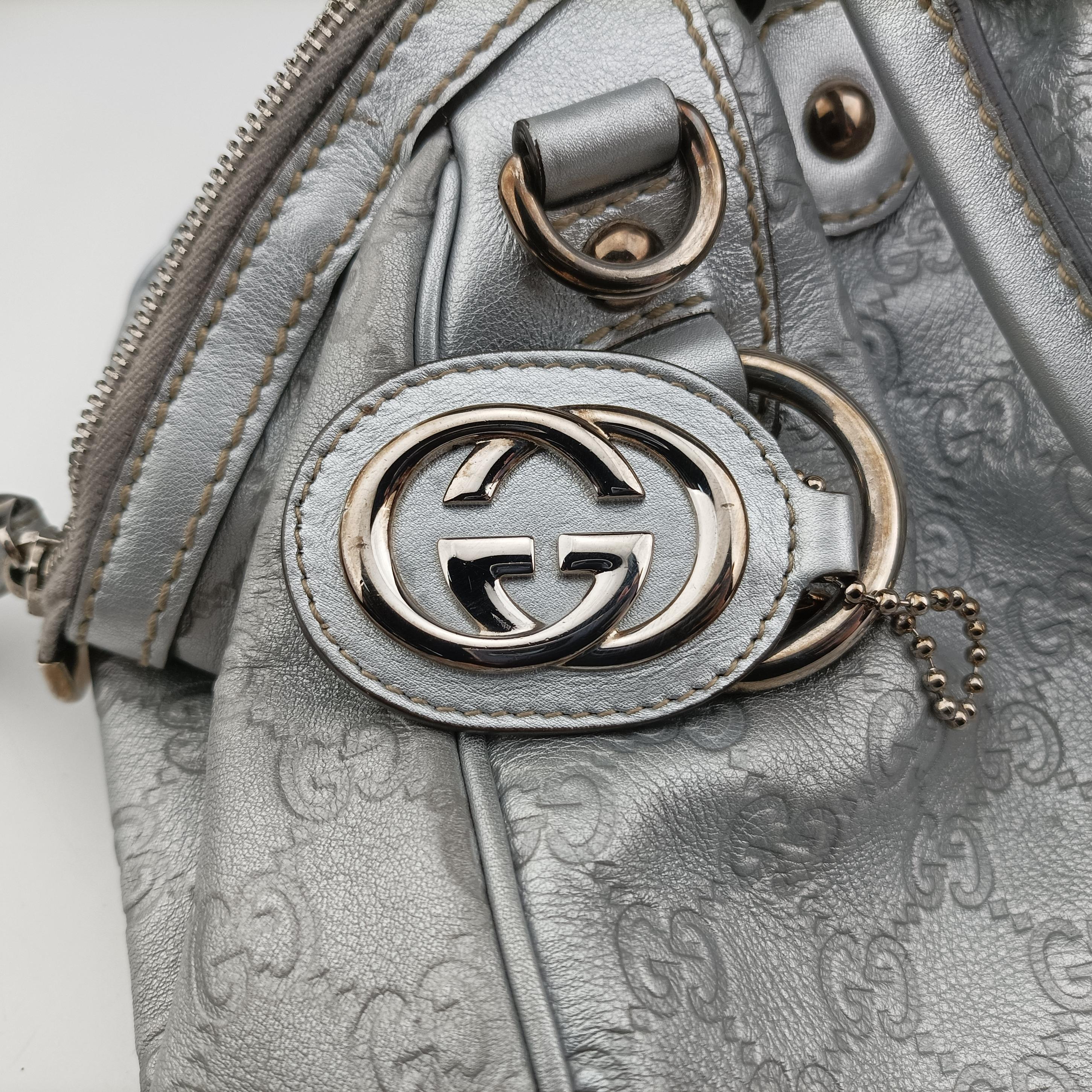 Pre-owned Gucci Sukey GUCCISSIMA Silver Leather 223974 shoulderbag | stylenewstar