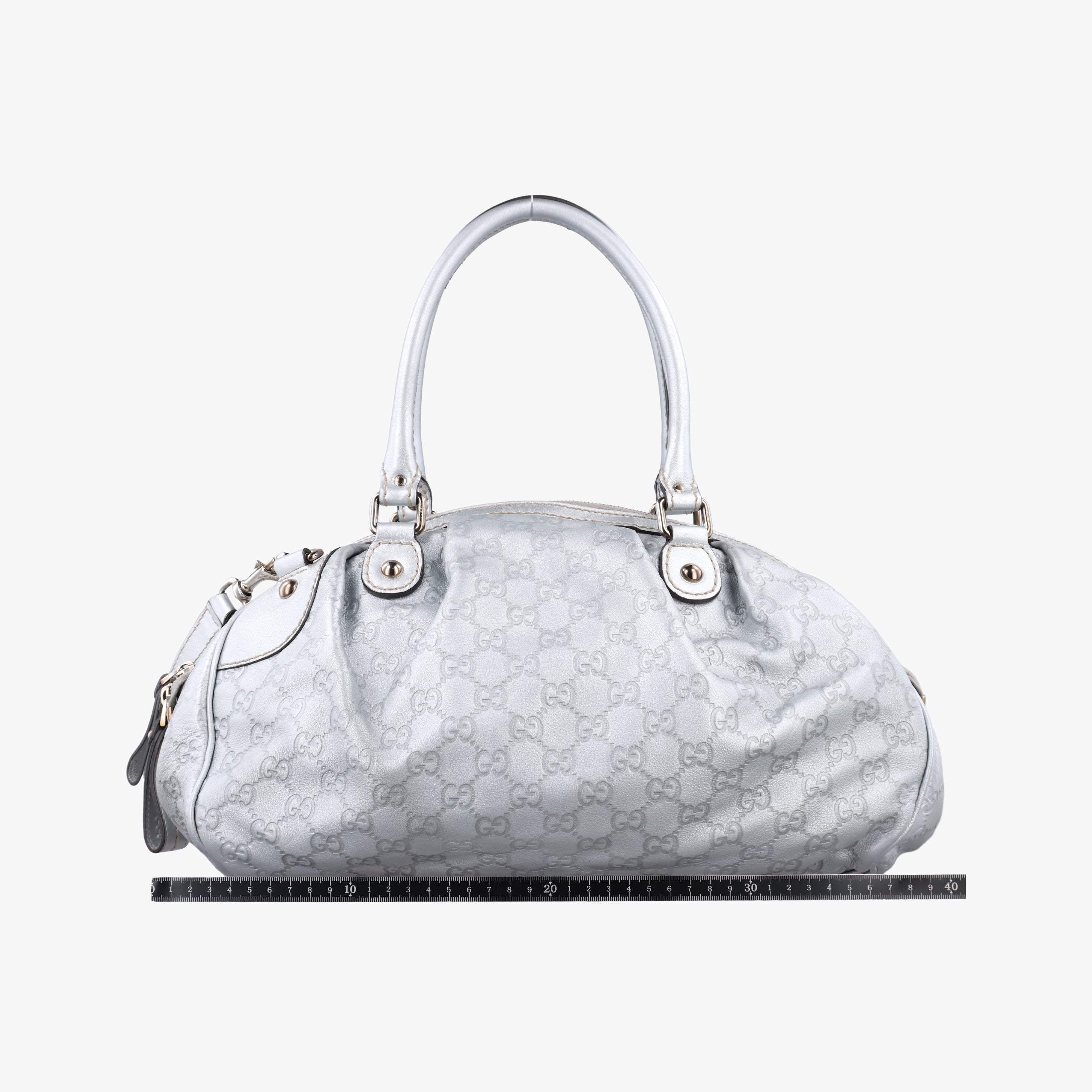 Pre-owned Gucci Sukey GUCCISSIMA Silver Leather 223974 shoulderbag | stylenewstar