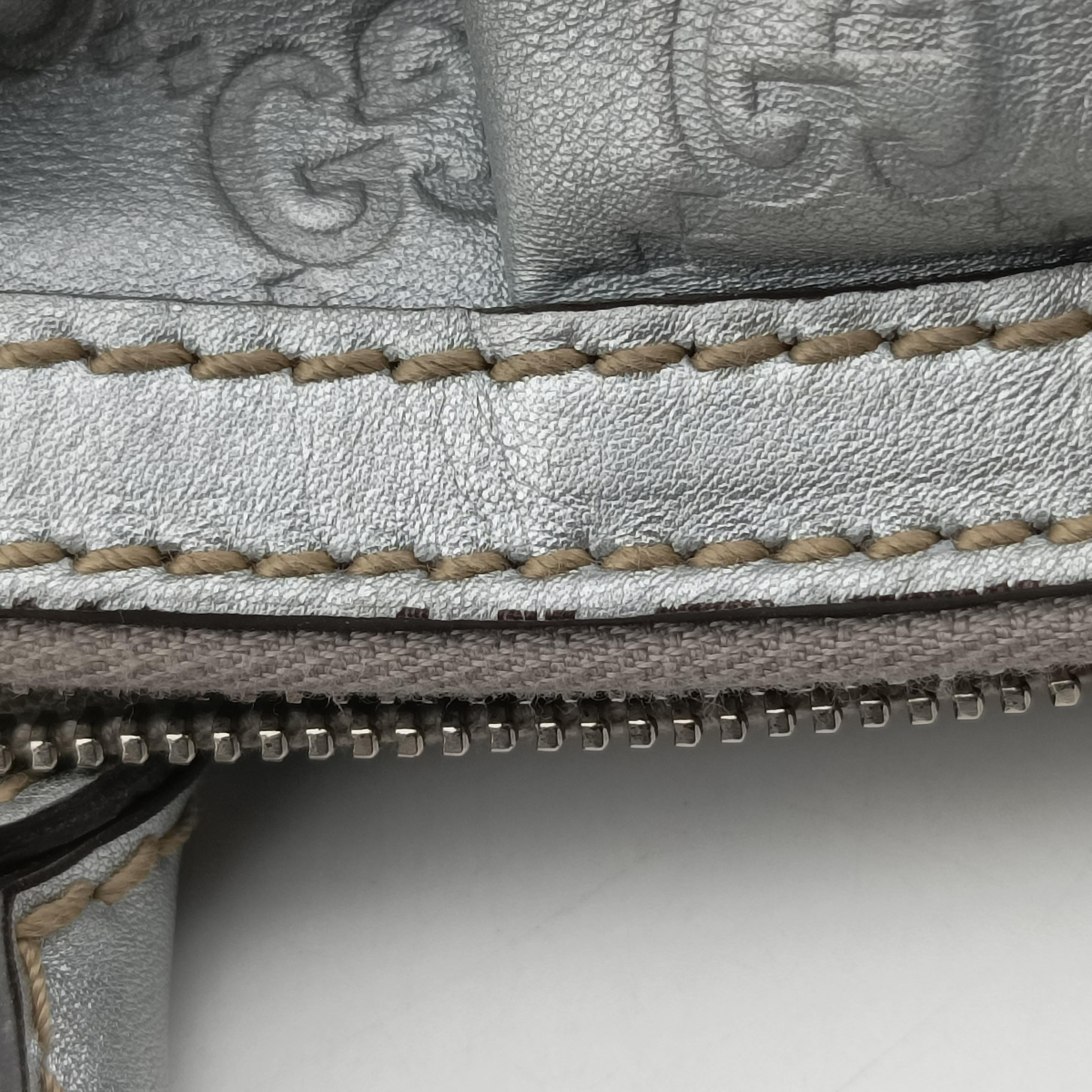 Pre-owned Gucci Sukey GUCCISSIMA Silver Leather 223974 shoulderbag | stylenewstar